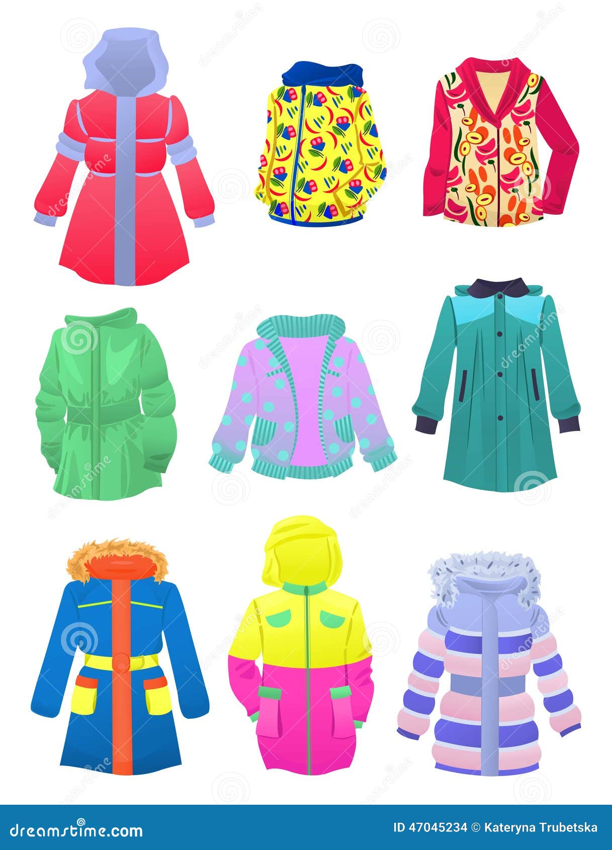Jackets for girls stock vector. Illustration of girls - 47045234