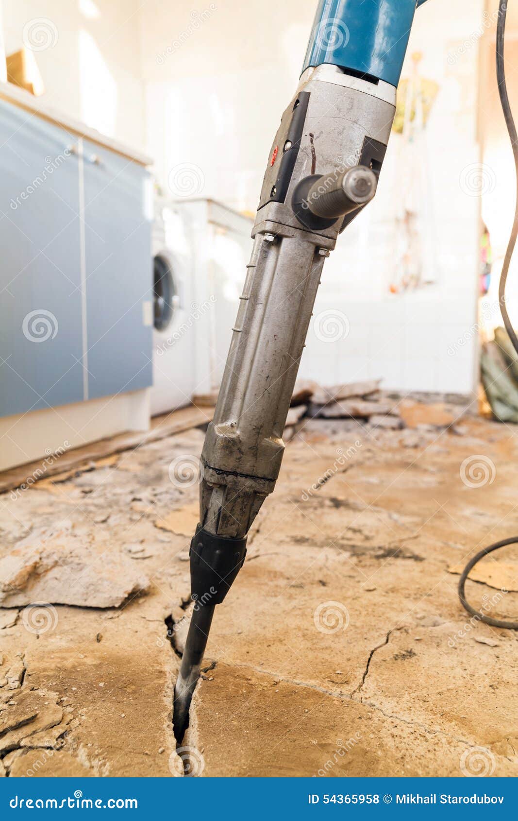 Jackhammer Breaking Up The Concrete Floor Stock Photo Image Of