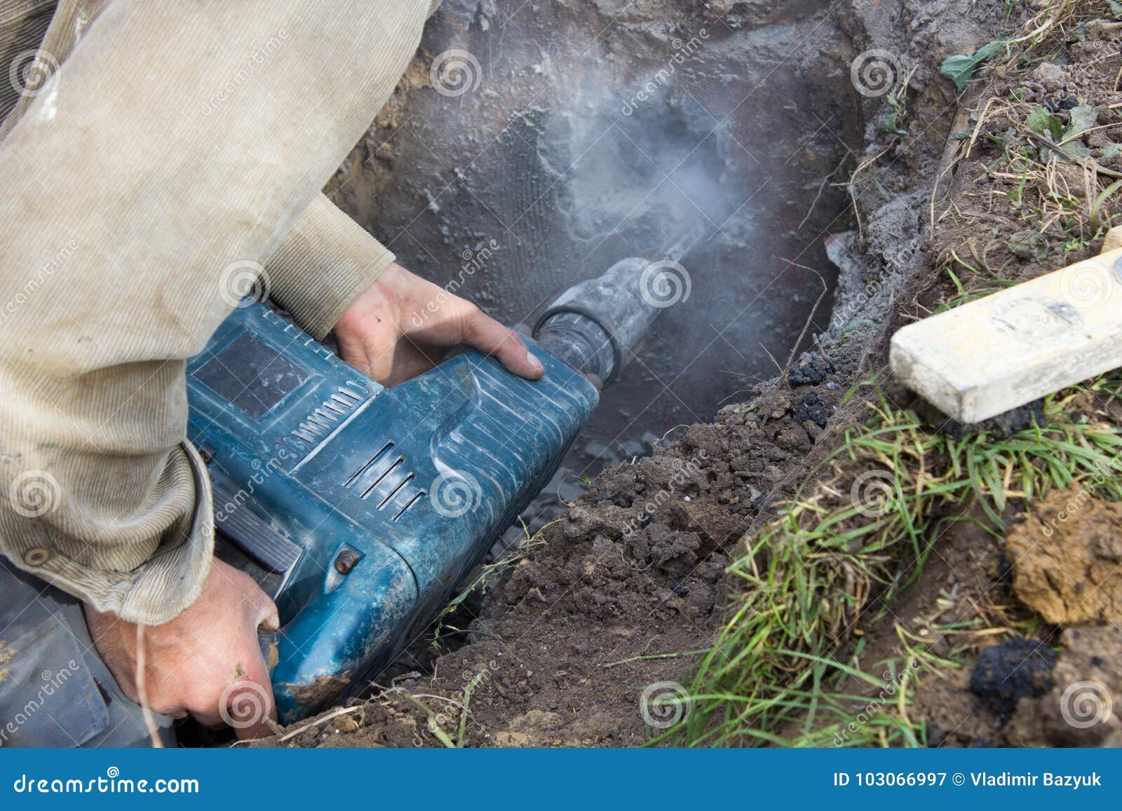 Jackhammer Do Trabalhador Industrial Imagem de Stock Imagem de