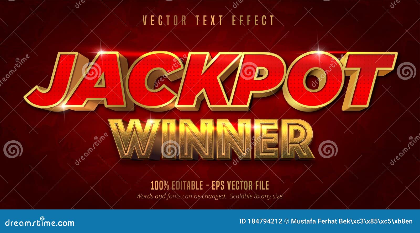 jackpot prize style, editable text effect