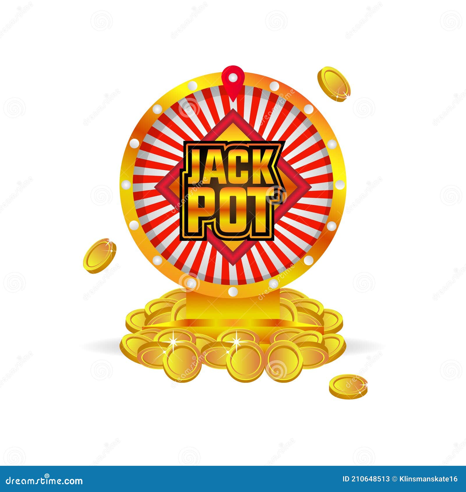 Jackpot Spin Wheel Vector Design on White Background Stock Illustration