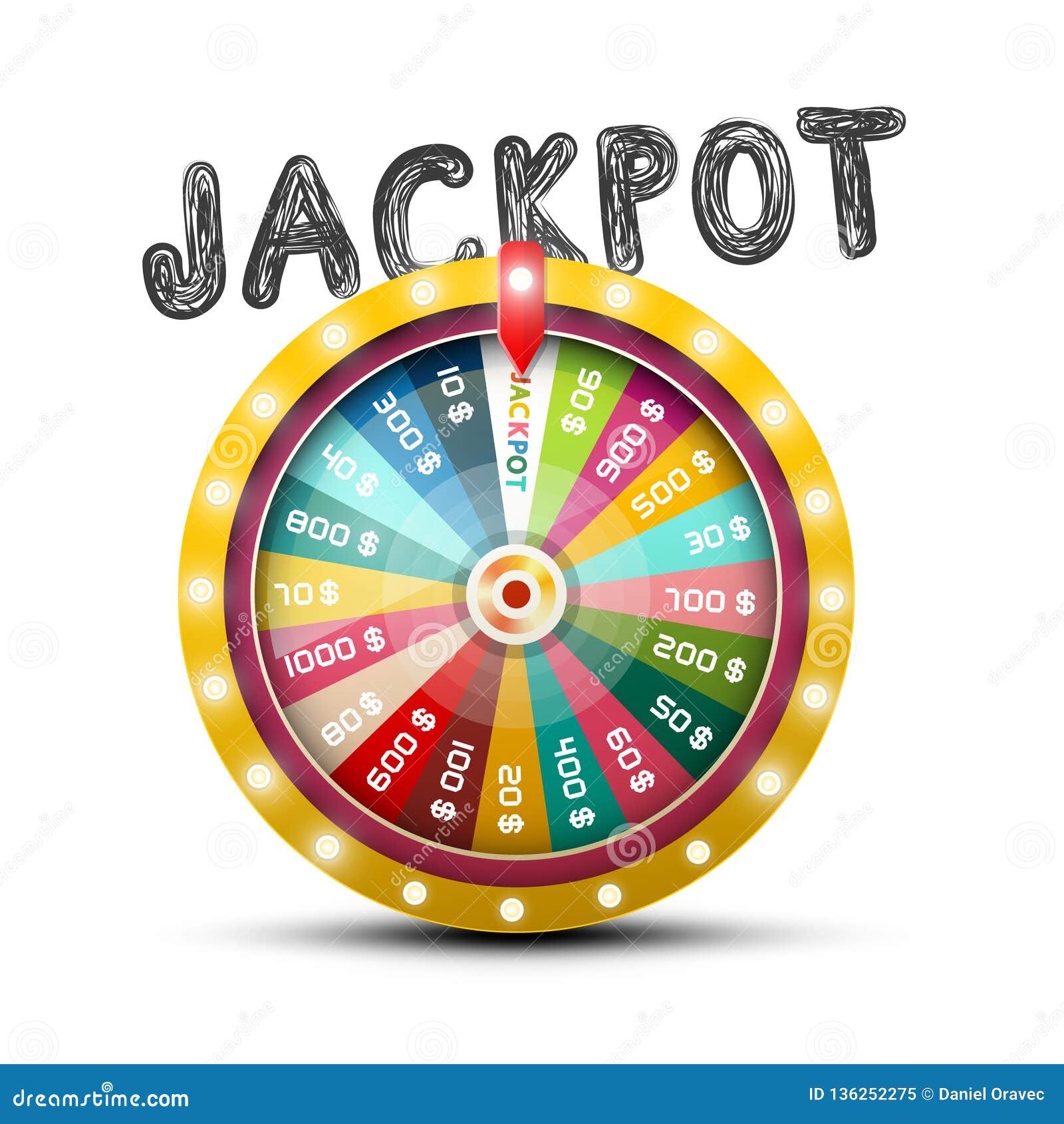 Jackpot Symbol with Wheel of Fortune Design Stock Vector Illustration