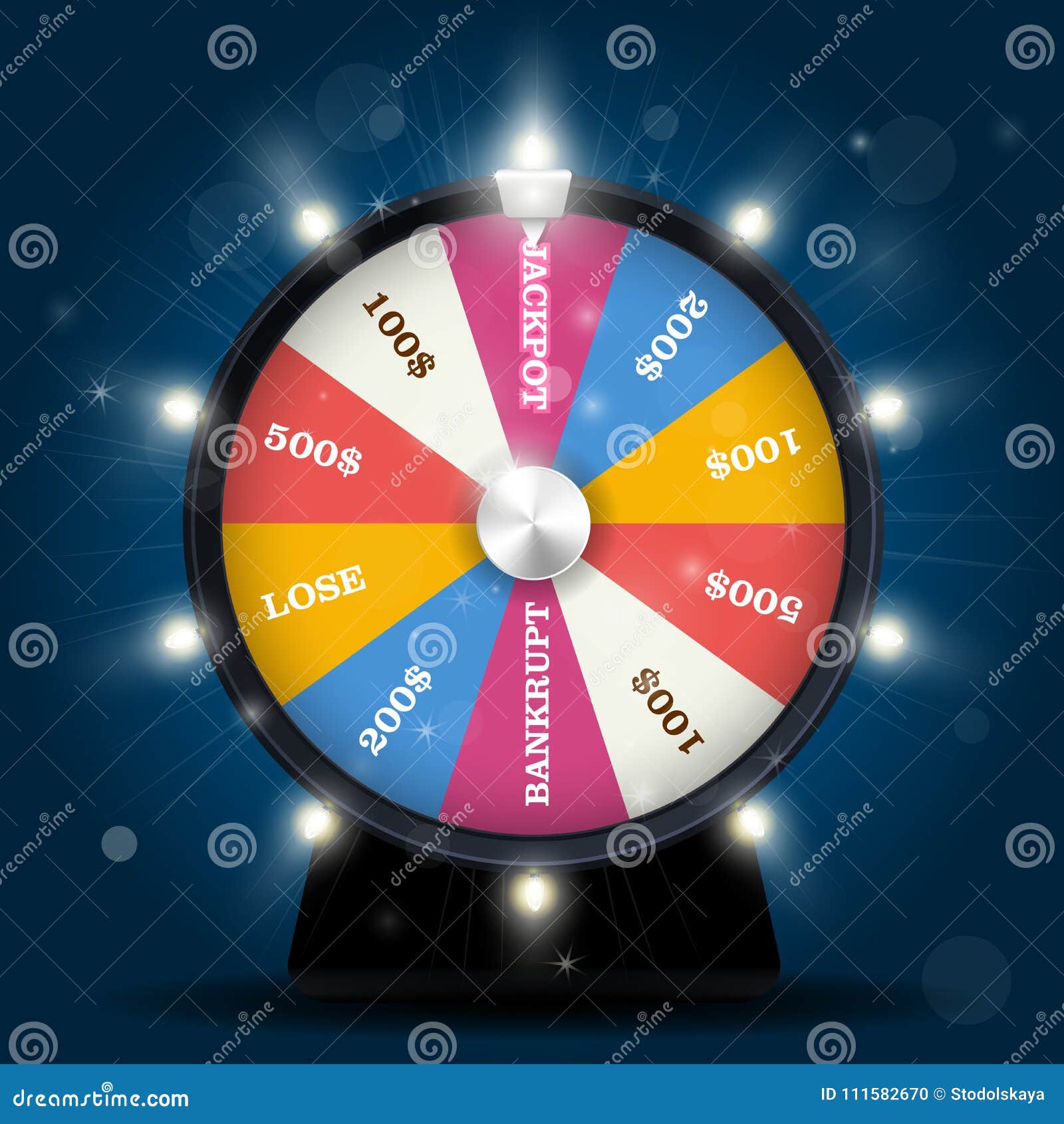 Jackpot on Wheel of Fortune Lottery Win Stock Vector Illustration