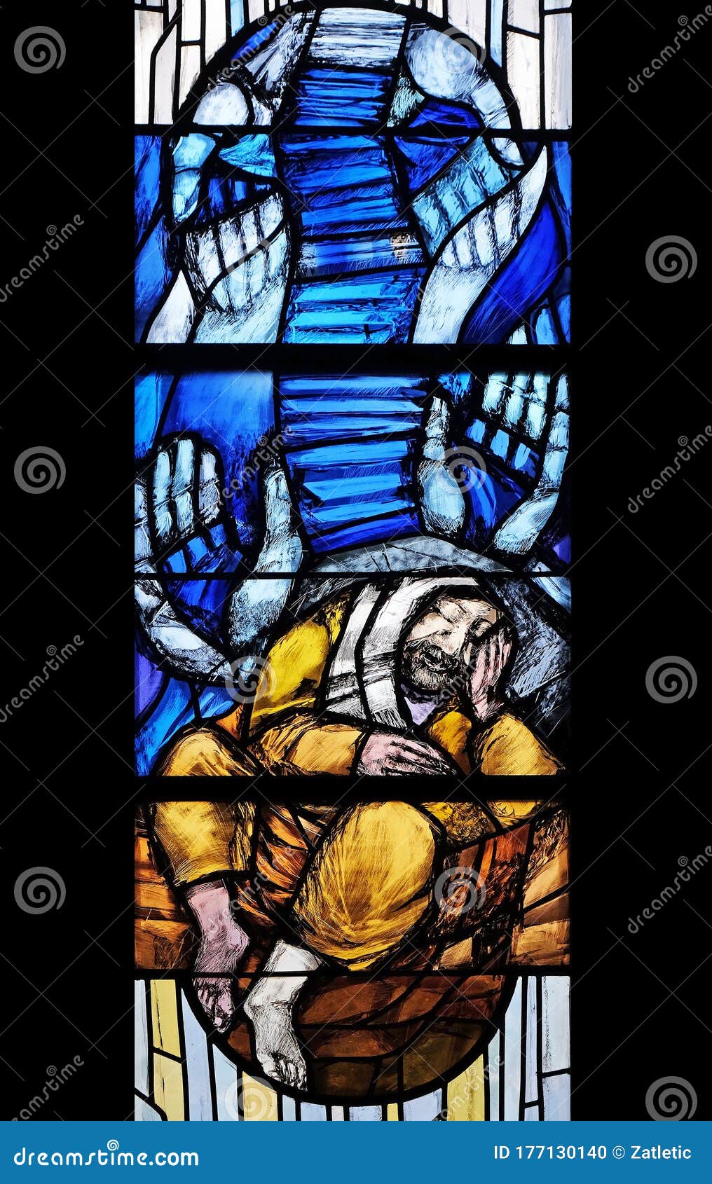 Jacob`s Dream, Stained Glass In Chapel At Cemetery In Ursberg, Germany ...