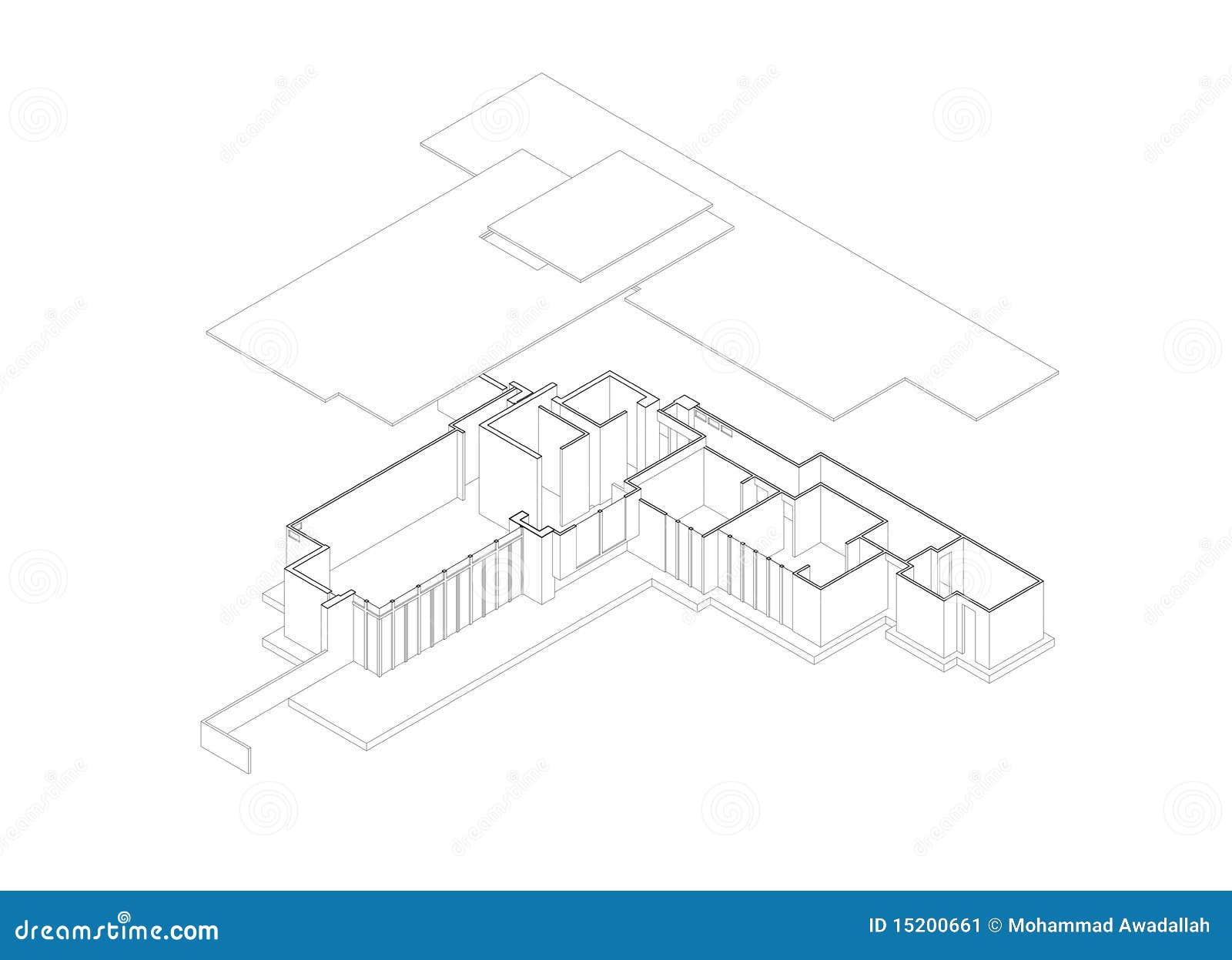 Jacobs House Exploded Isometric Drawing Stock Vector