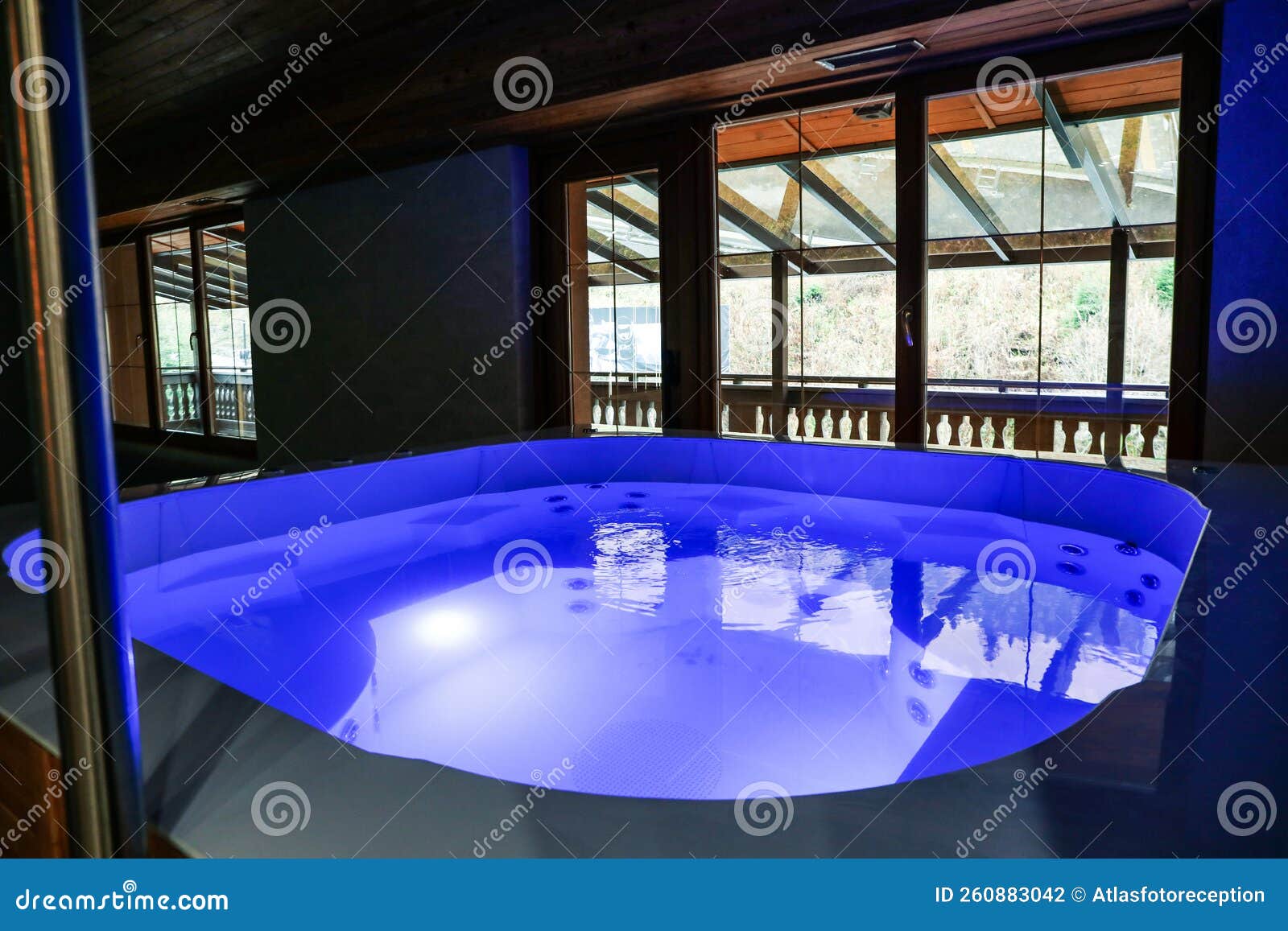 Jacuzzi with Blue Light in Beautiful Hotel Stock Photo Image of aqua