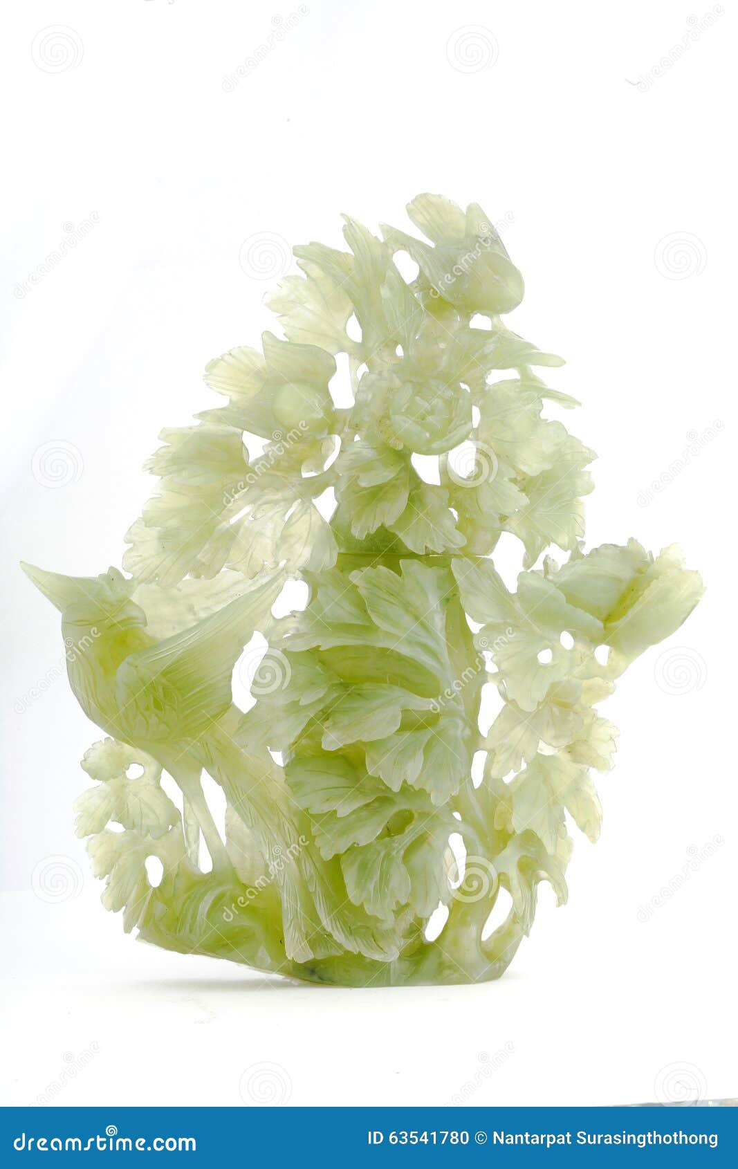 Jade Sculpture of Flower on White Background Stock Photo Image of