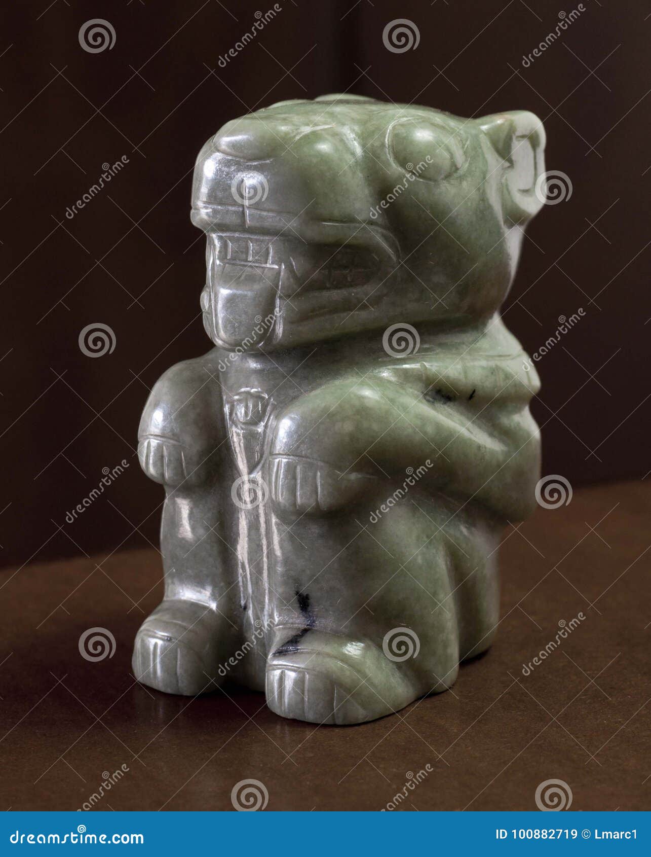 Jade Statue Sitting Jaguar Maya Imagen de archivo Imagen de vector