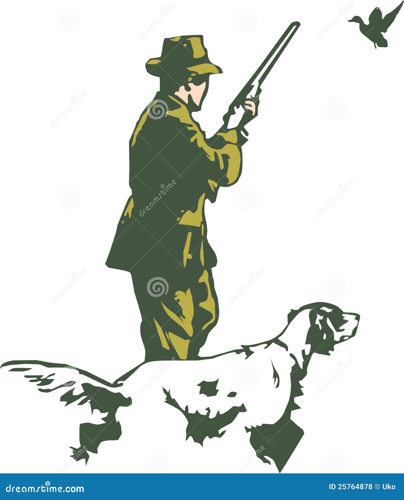 Jager Met Hond Vector Illustratie. Illustration Of Groen - 25764878