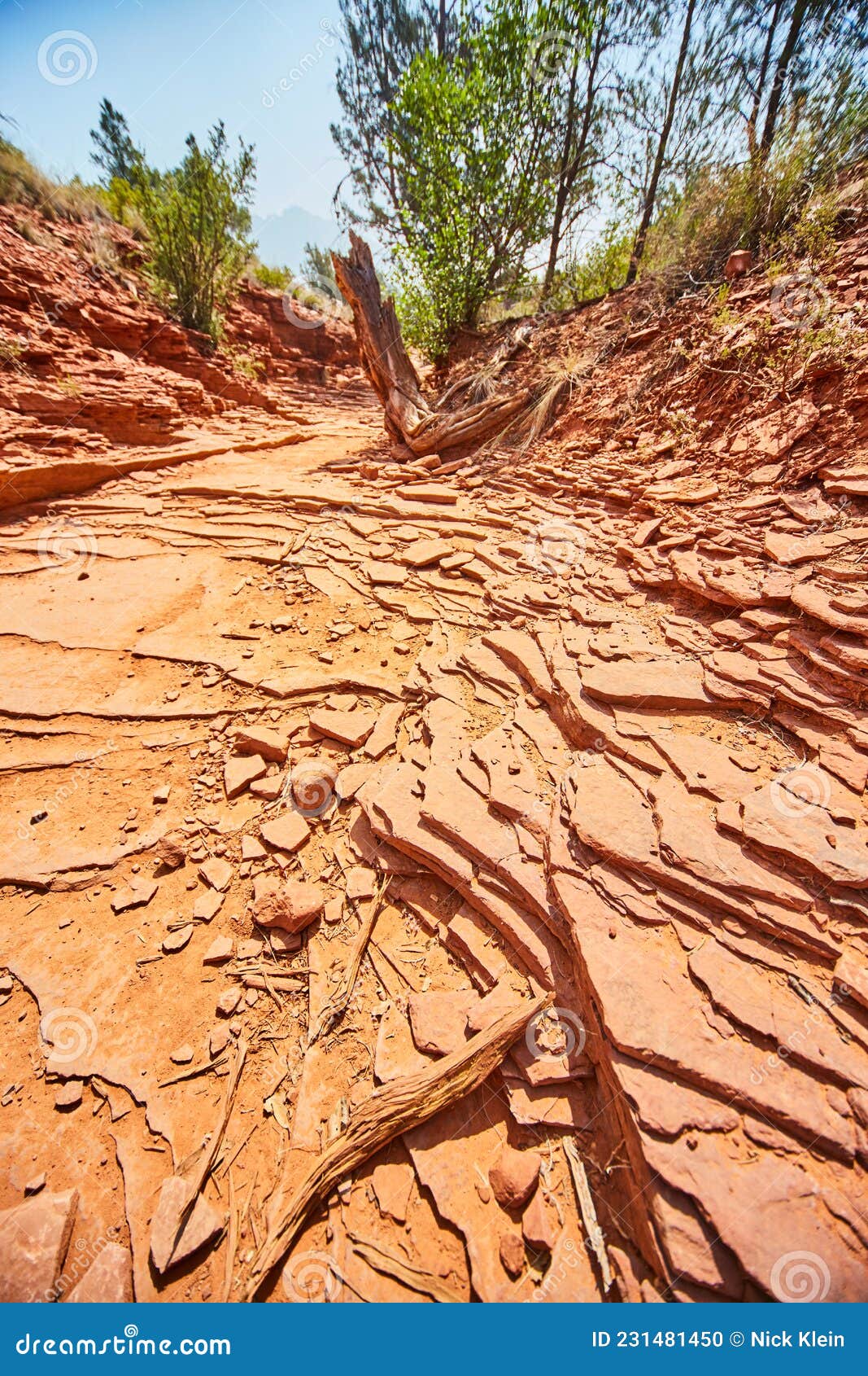 Jagged Orange Rocks Line a Narrow Pass Devil S Bridge Stock Photo