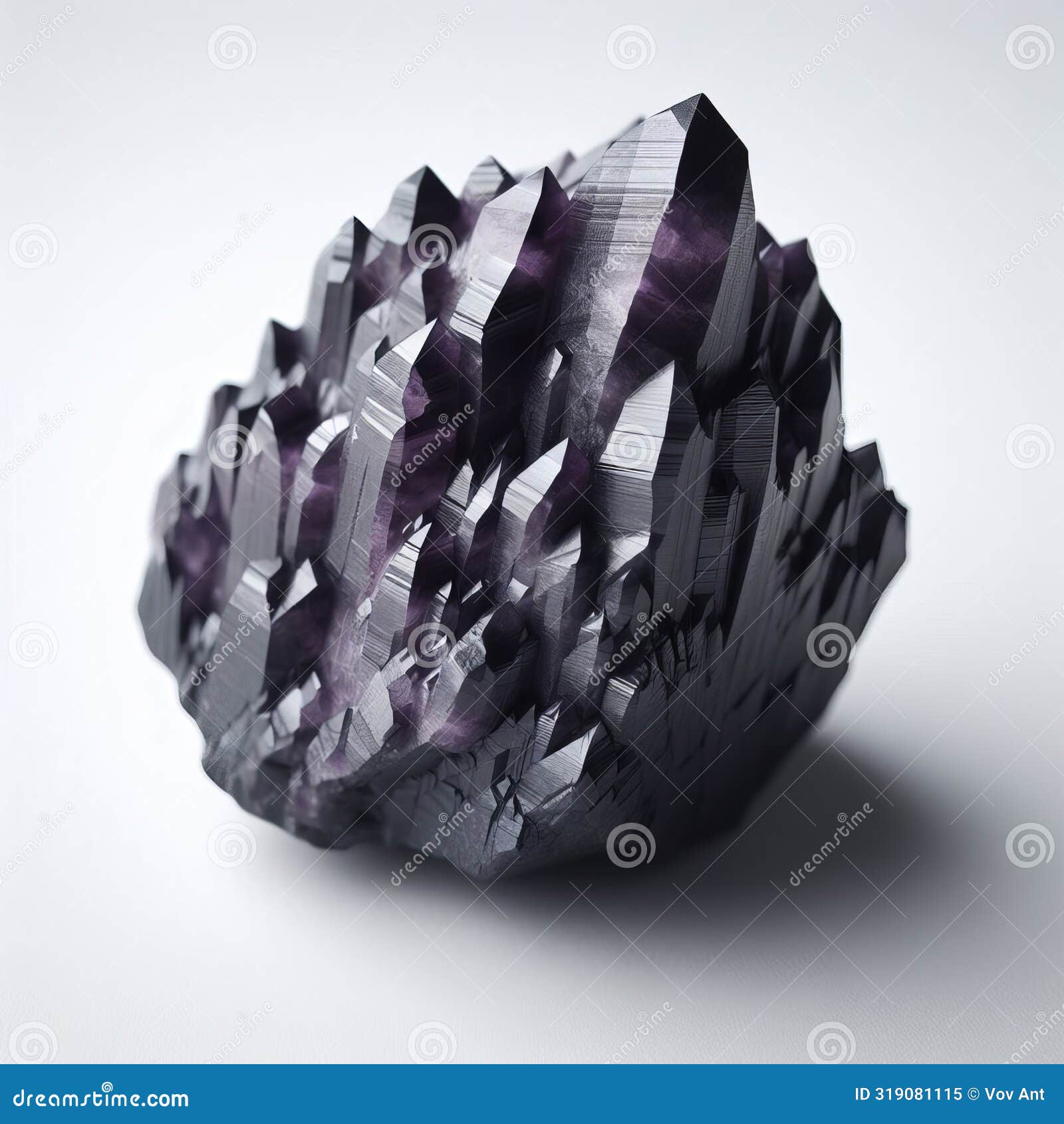 jagged pebble with a matte finish and a dark purple color, remi