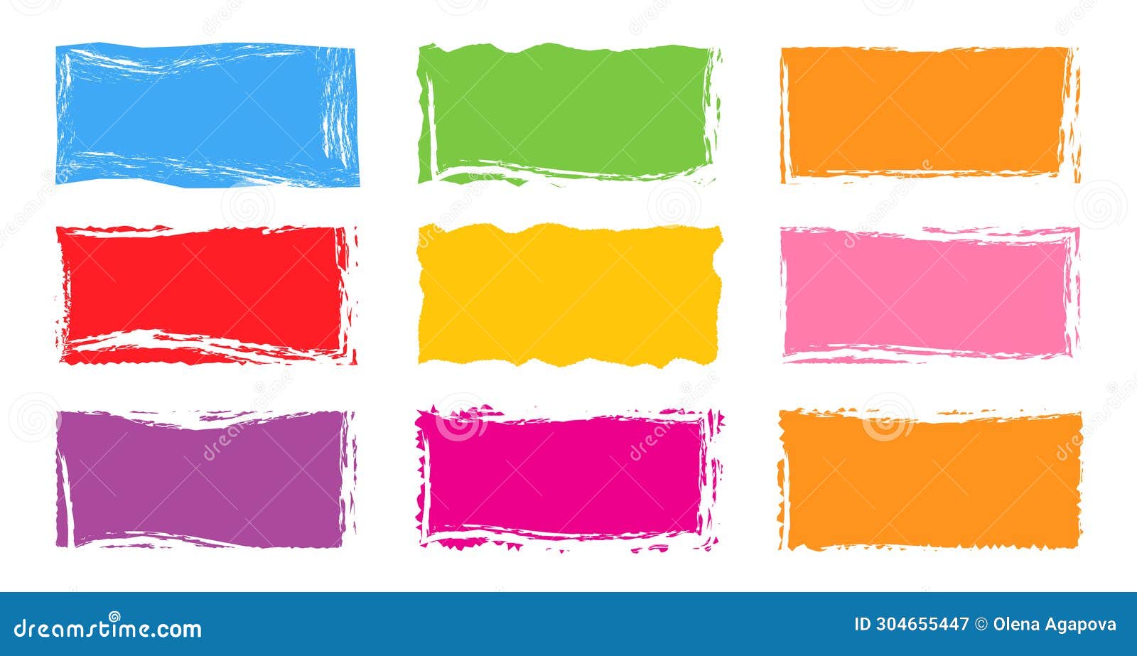 Jagged Rectangle. Bright Color Simple Shapes. Rectangle Paper Template