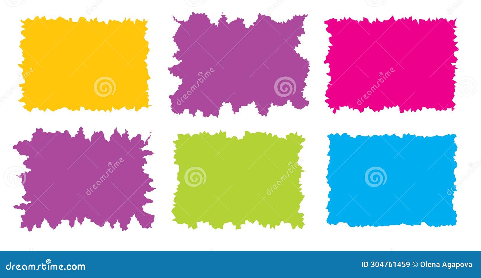 Jagged Rectangle. Bright Color Simple Shapes. Rectangle Paper Template