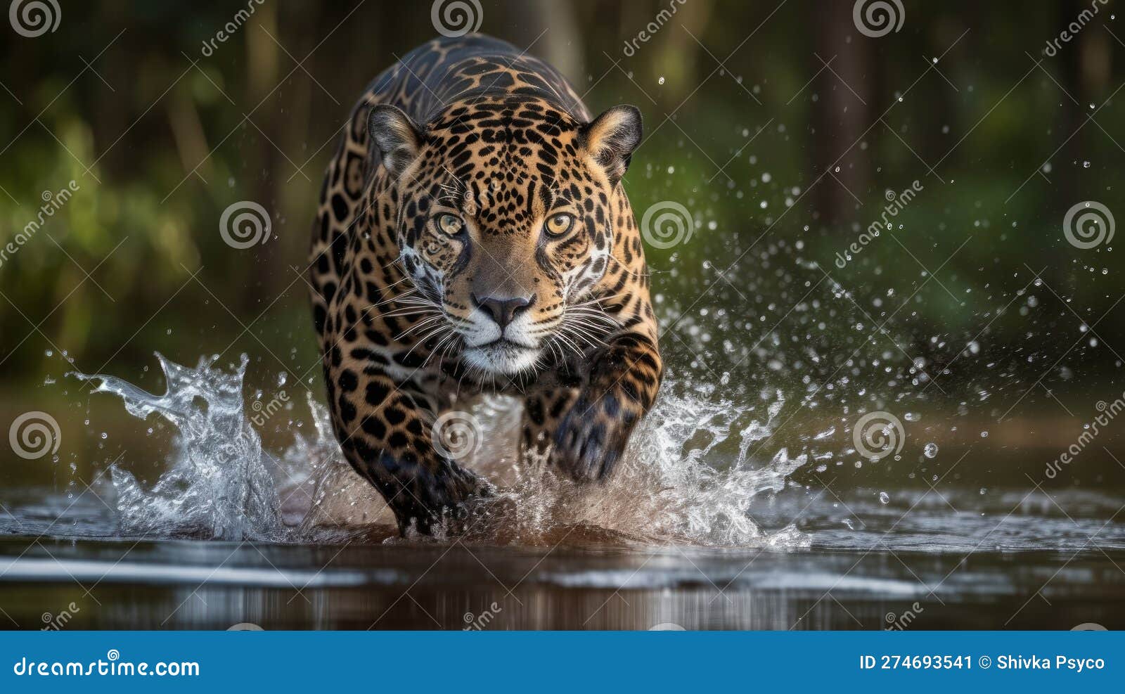 jaguar with a fierce expression running generative ai