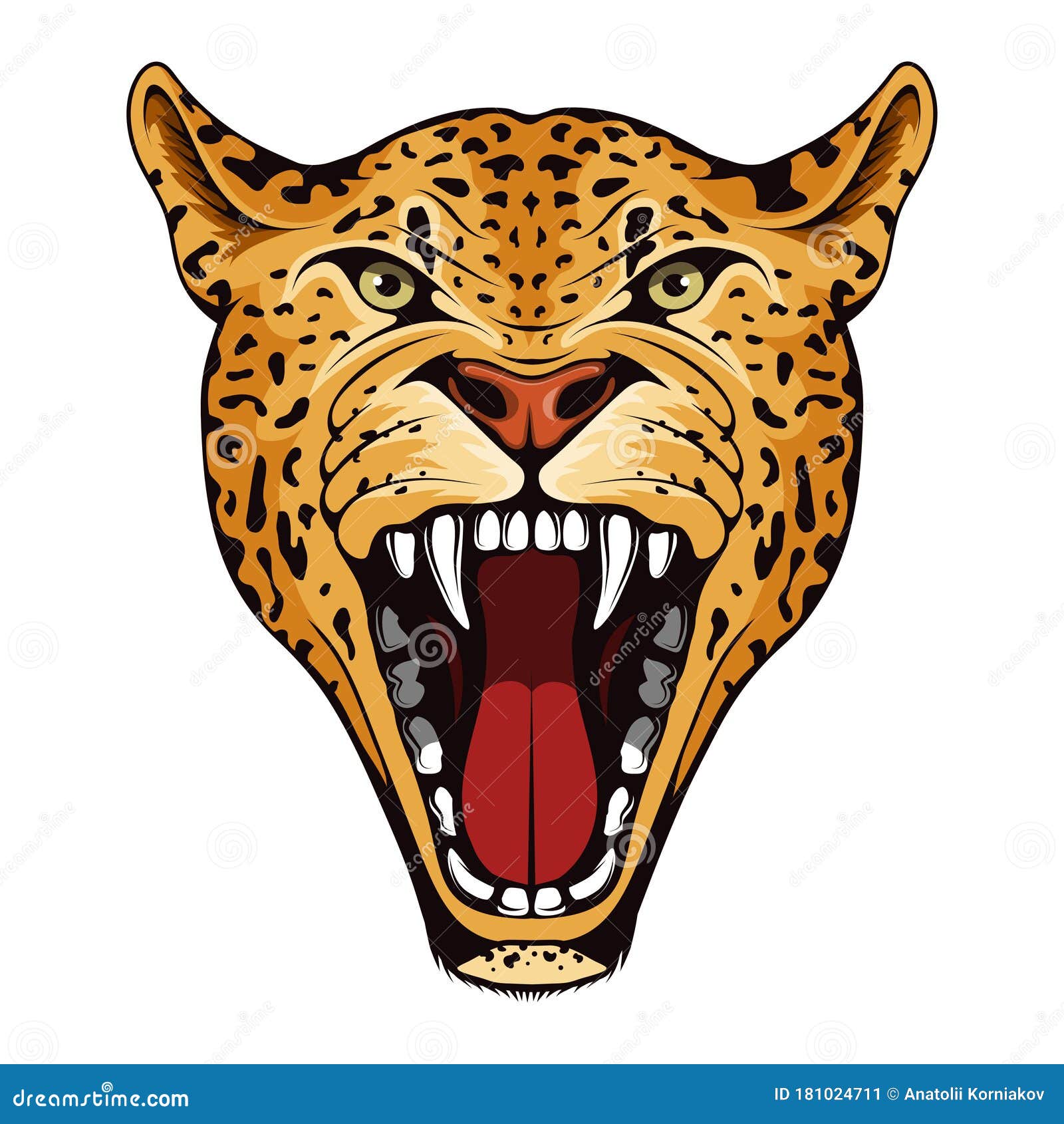 Jaguar, Panther, American Tiger. Panther with Angry Face Stock Vector -  Illustration of head, claws: 181024711