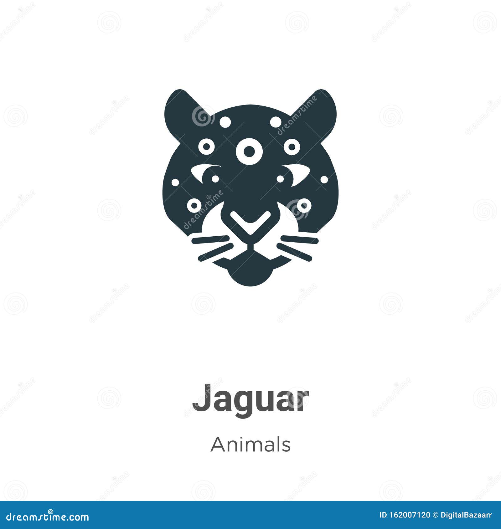 Jaguar Vector Icon on White Background. Flat Vector Jaguar Icon Symbol