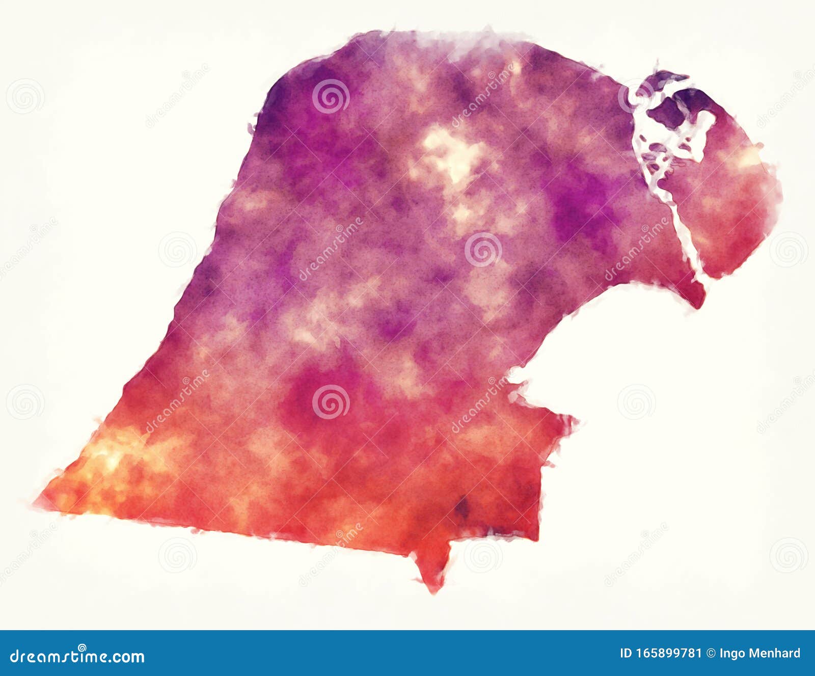 Jahra Governorate Watercolor Map of Kuwait Stock Illustration