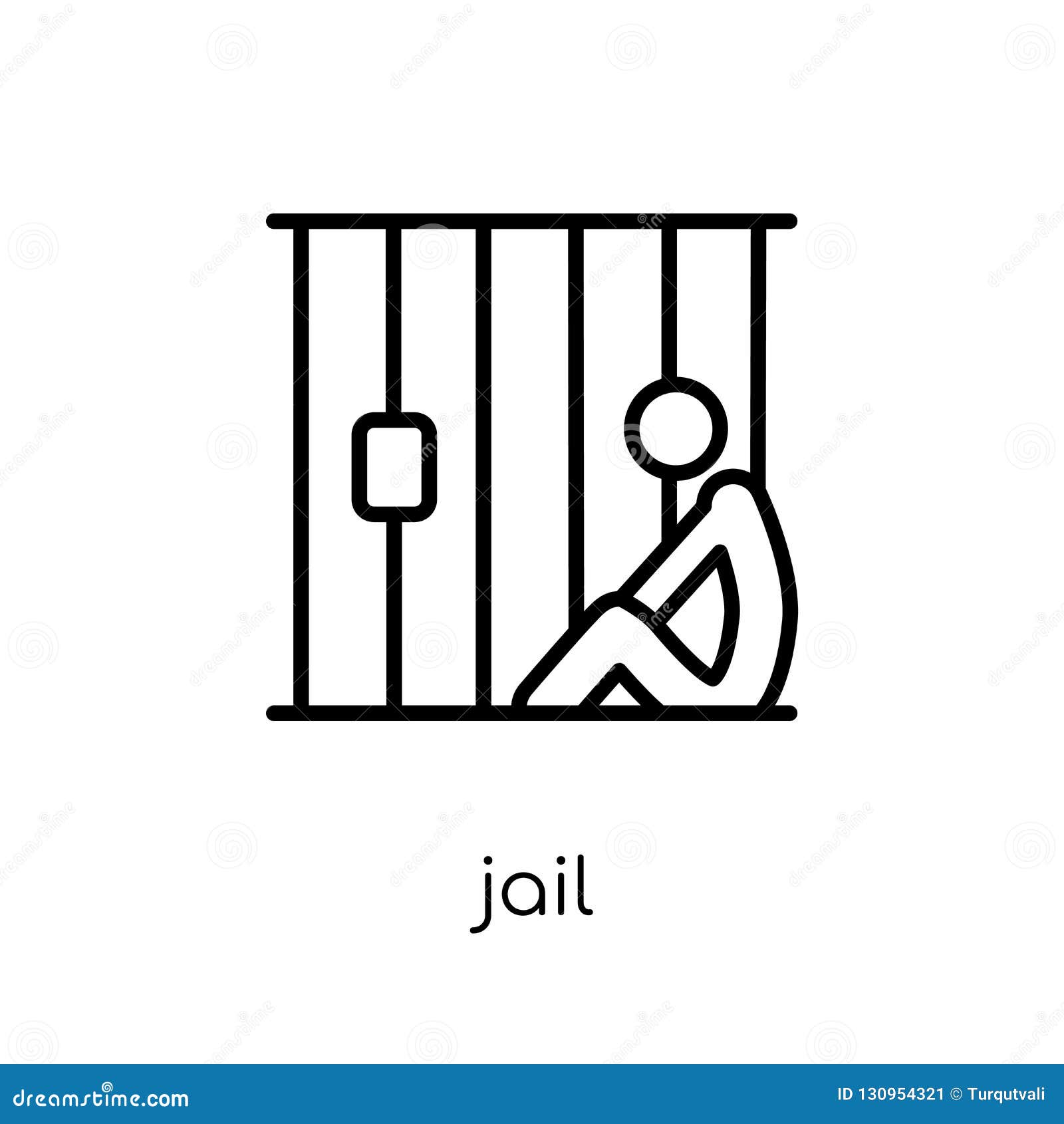 Jail Icon Trendy Modern Flat Linear Vector Jail Icon On White B