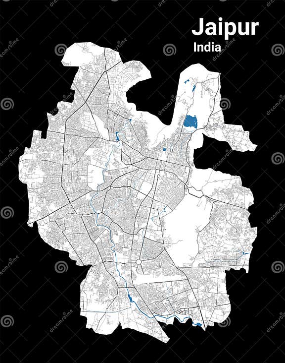 Jaipur Map. Detailed Map of Jaipur City Administrative Area. Cityscape