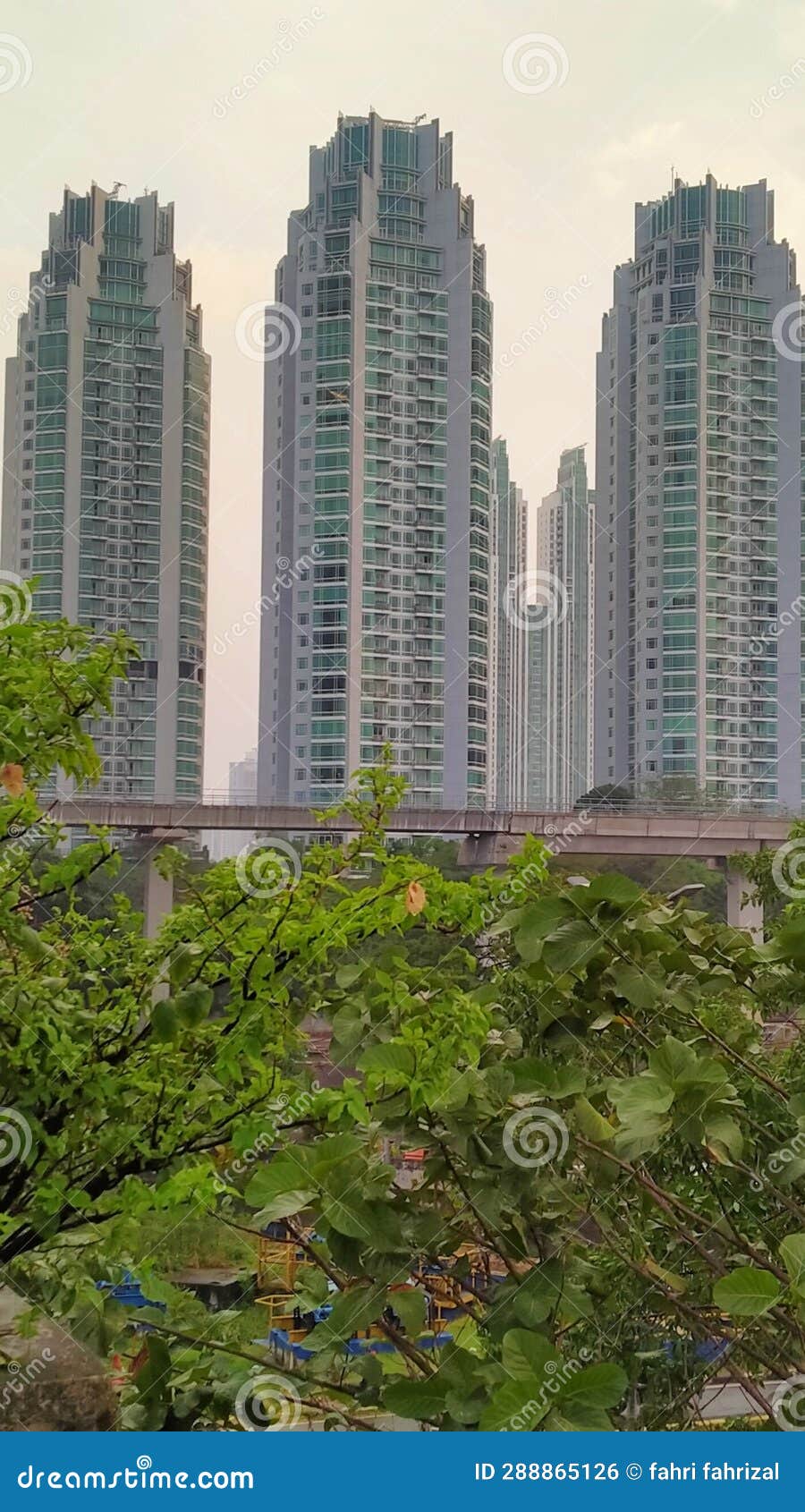 Jakarta City Triplets Building Stock Photo Image of tree, facade