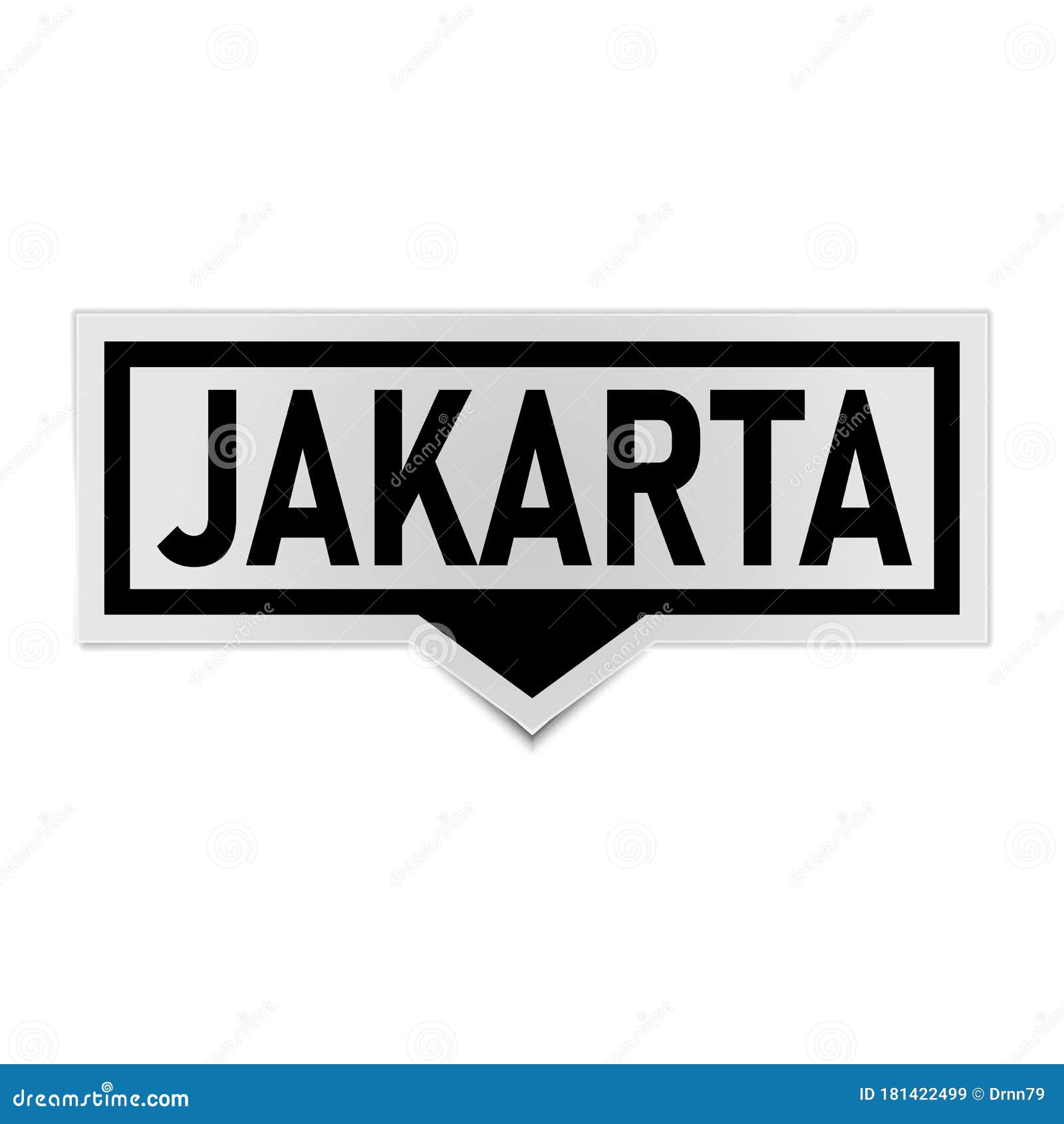 Jakarta Indonesia. Label Tag Speech Bubble on White Background Stock