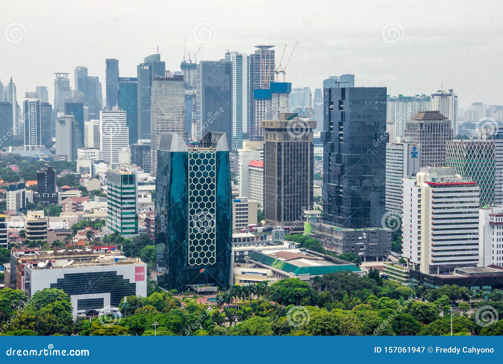 JAKARTA, INDONESIA - March 10th, 2019: Skyscraper Buildings in Jakarta