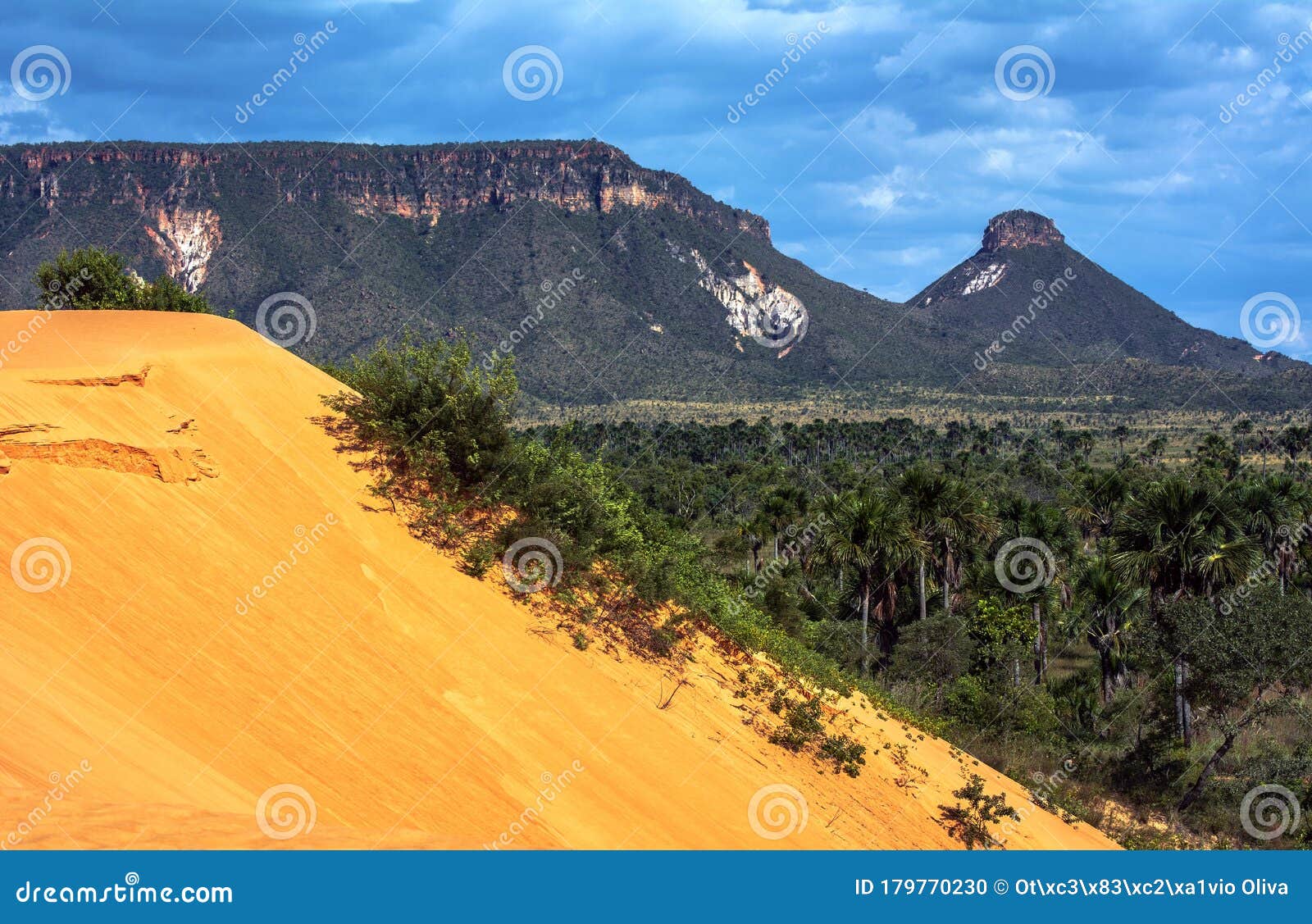 jalapao sand dunes, with espirito santo mountain range in the back. dunas do jalapao com serra do espirito santo ao fundo