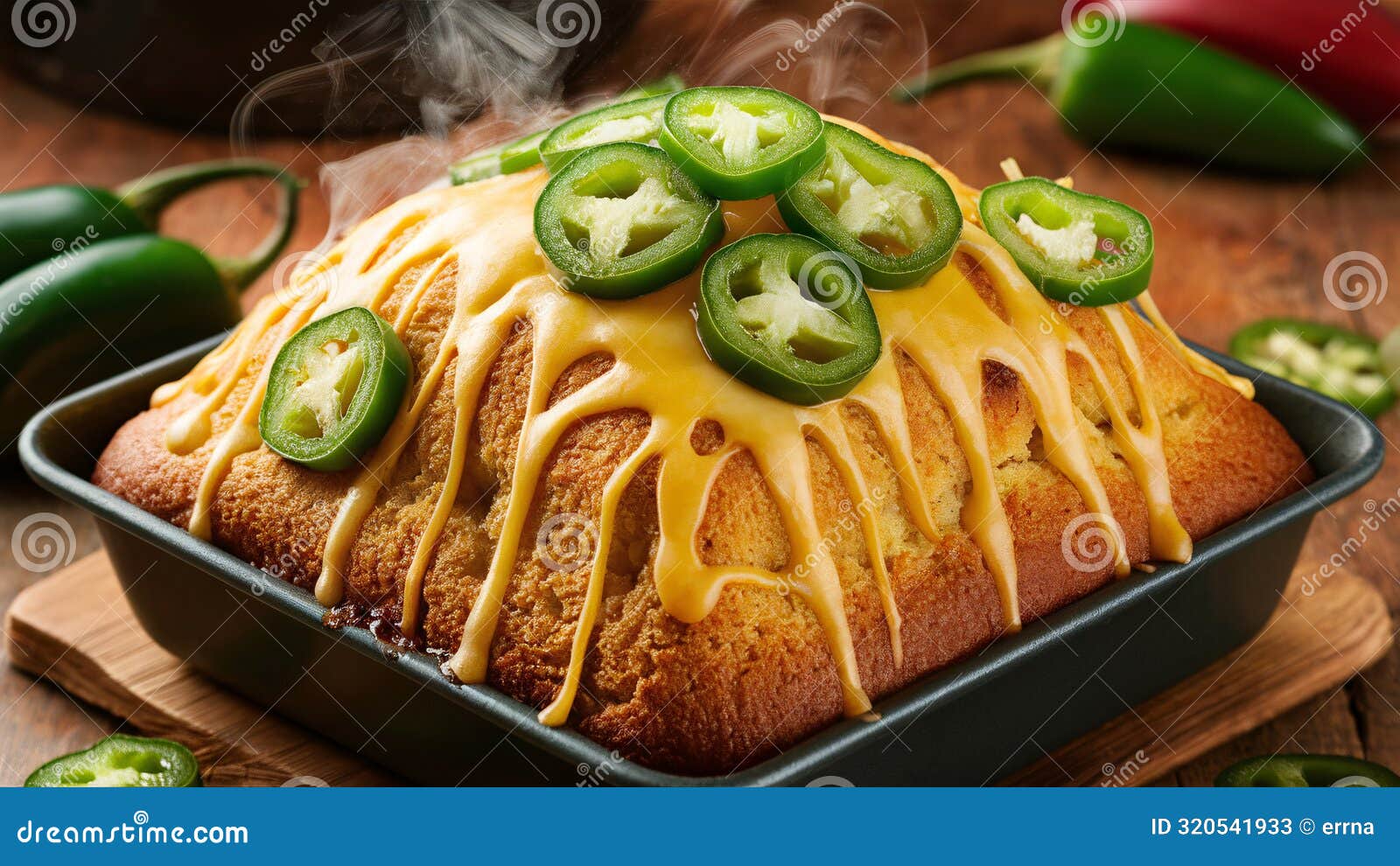 ai-generated, jalapeÃ±o and cheese cornbread, smoky, chili, mexican-style