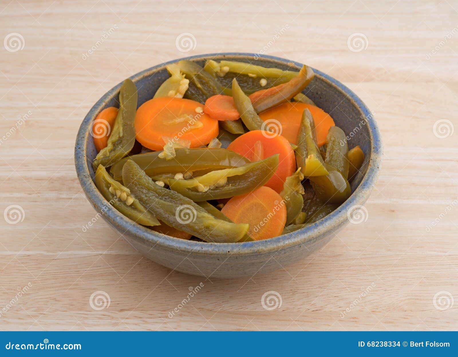 Jalapeno Peppers And Carrots In A Bowl On Wood Table Stock Photo Image Of Tasty Jalapeno 68238334