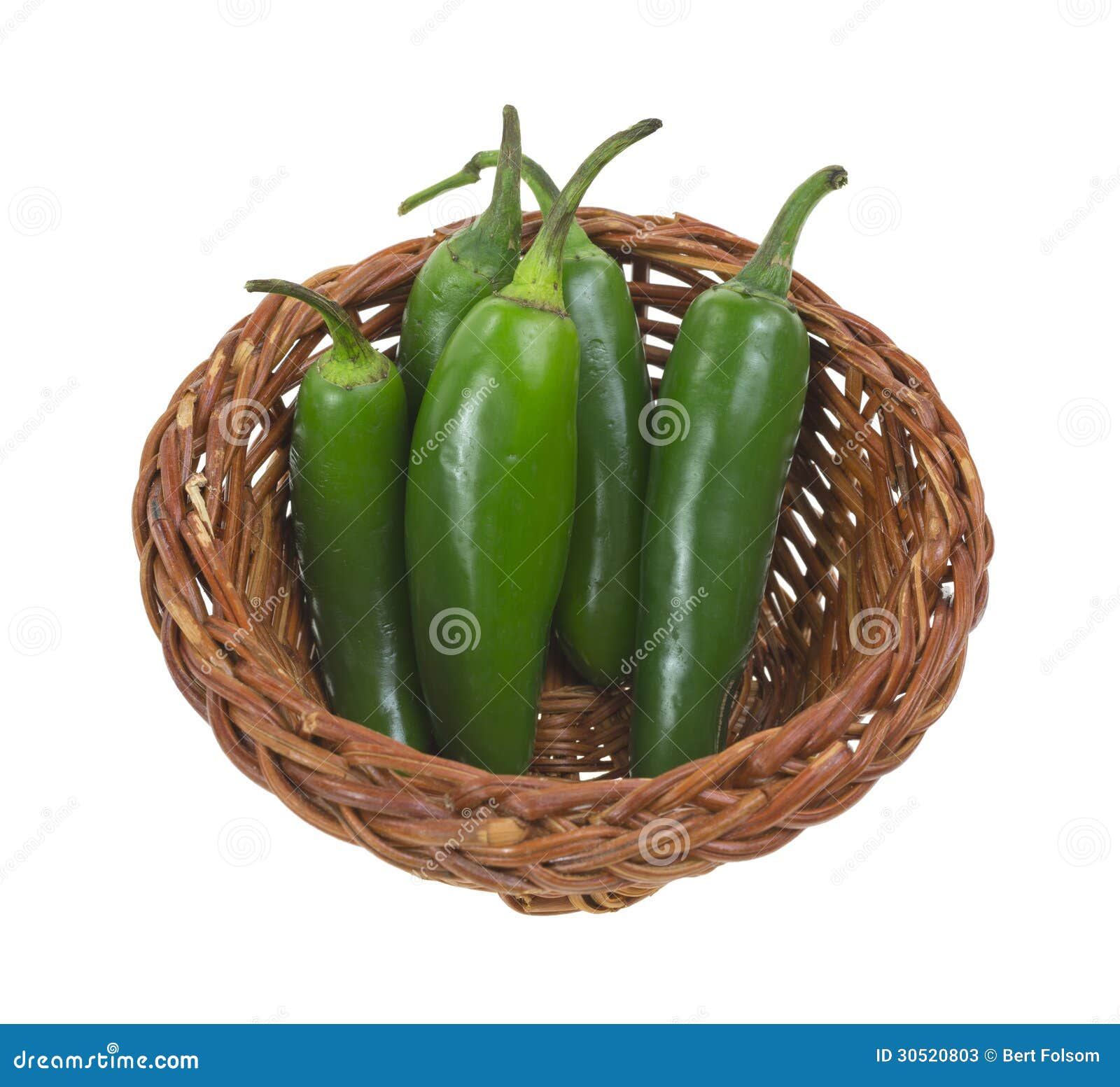 Jalapeno Peppers in Small Basket Stock Image Image of used, basket