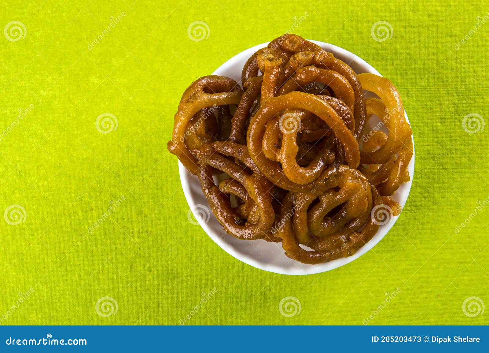 Jalebi Indian Sweet Dish on Green Background Stock Image Image of