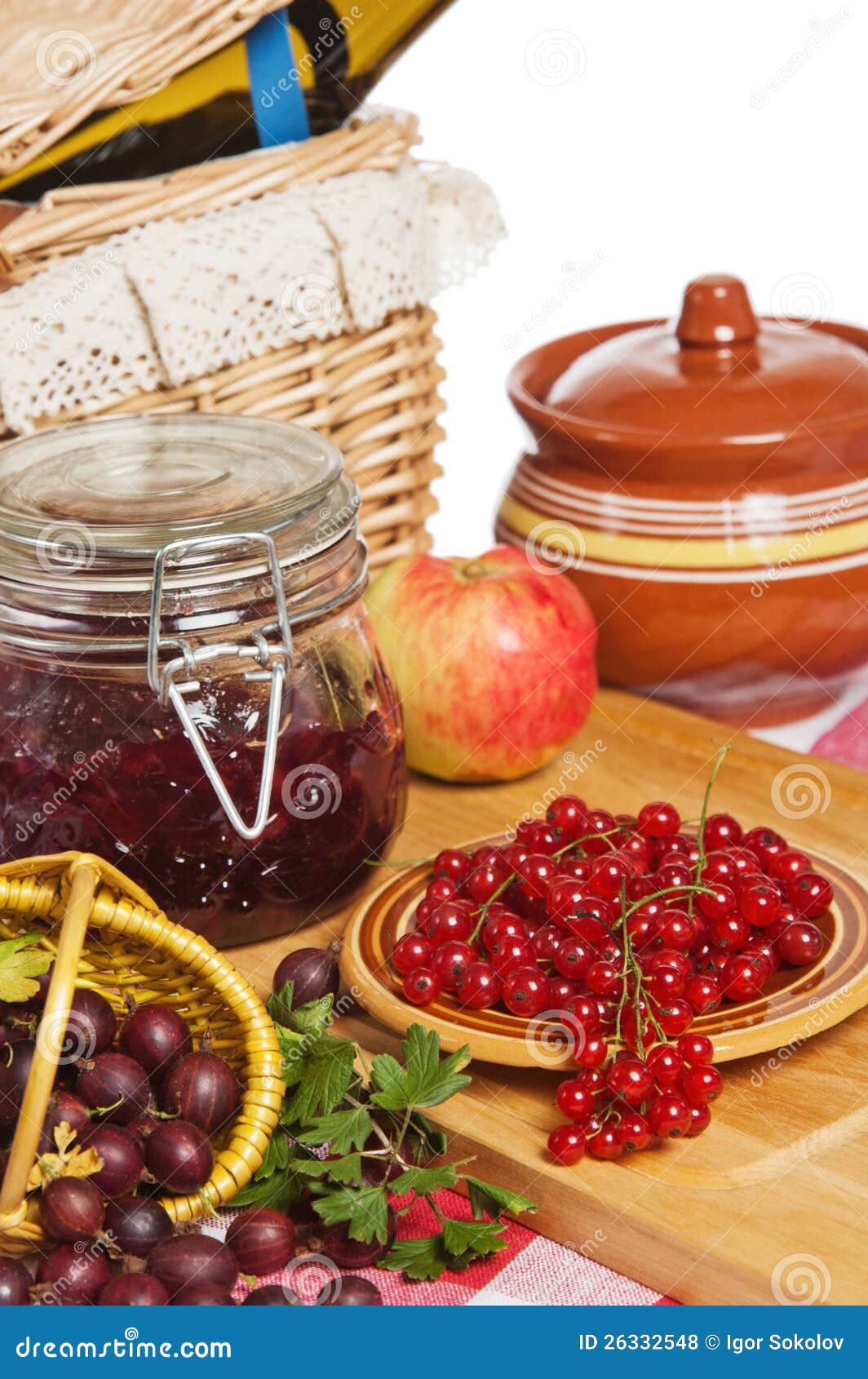 Jam with Berries of Red Currant and Gooseberry Stock Photo Image of