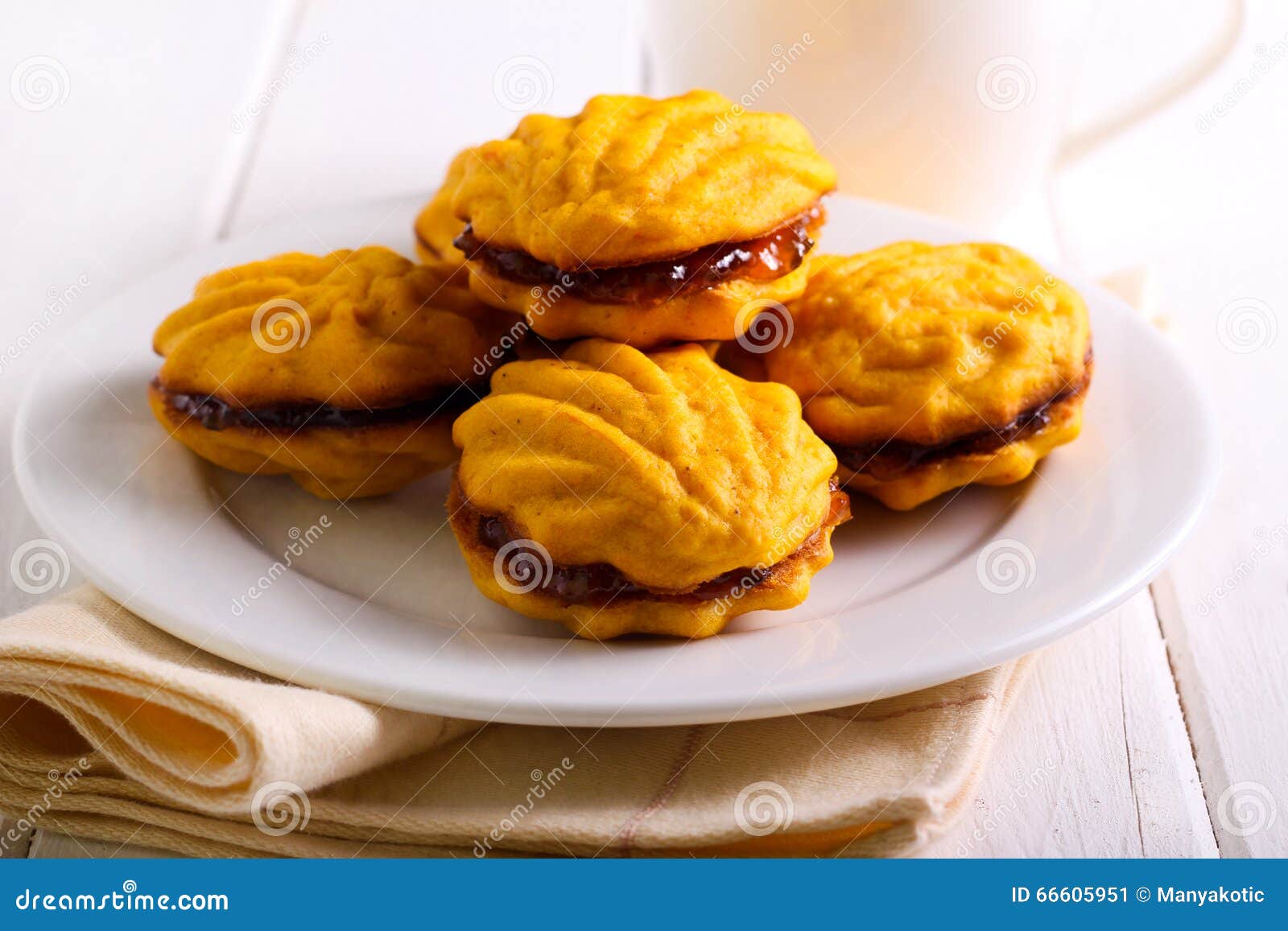 Jam Filling Biscuits on Plate Stock Image Image of spicy, breakfast