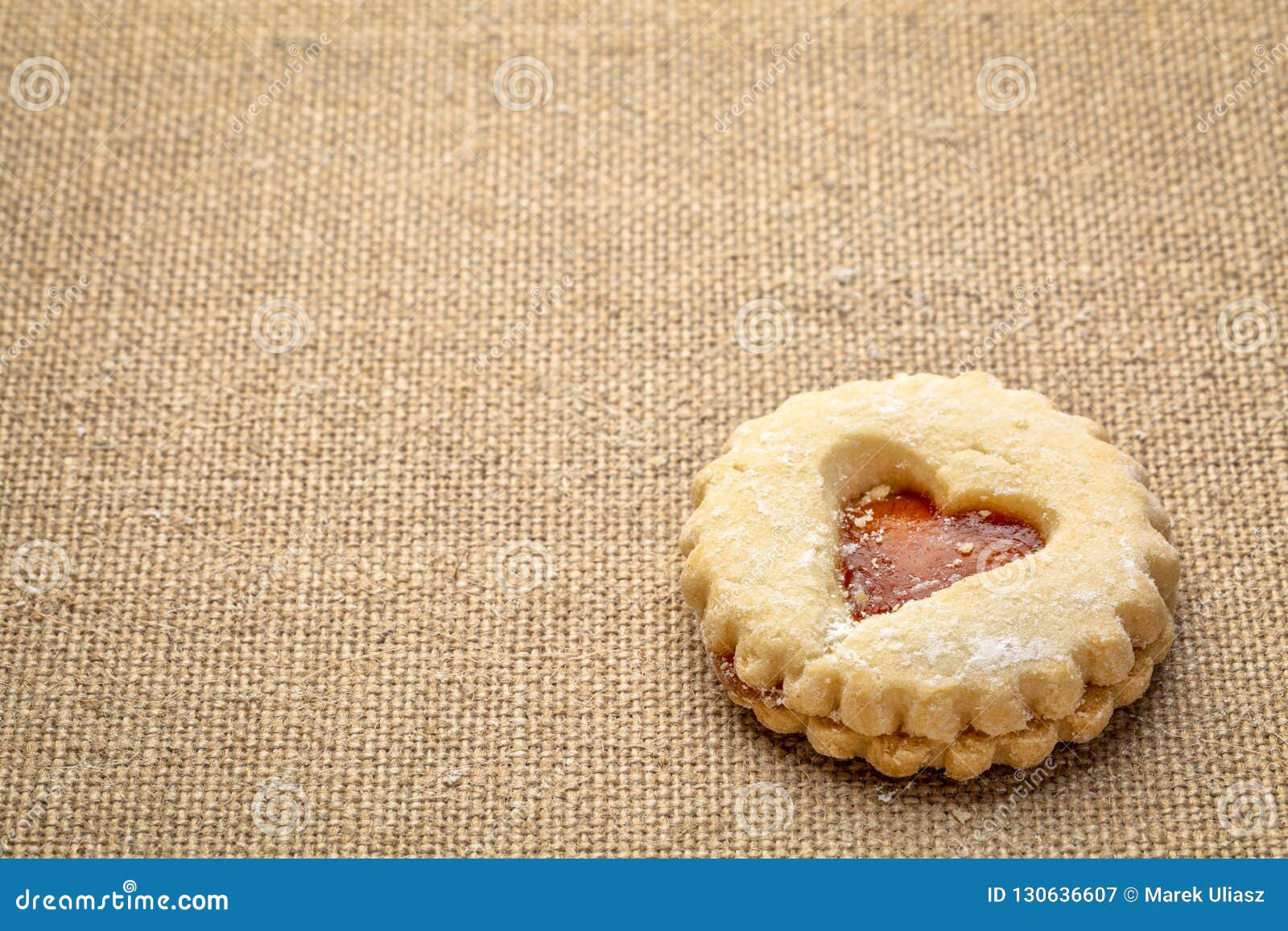 Jam Heart Biscuit on Burlap Canvas Stock Image Image of canvas