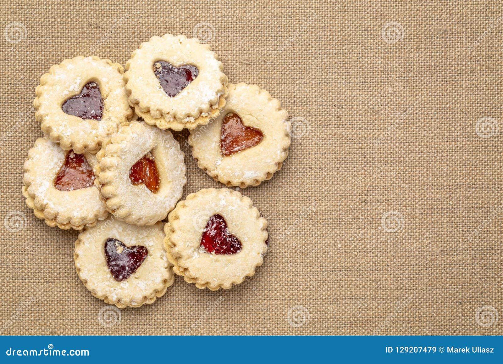 Jam Heart Biscuits on Burlap Canvas Stock Image Image of biscuit