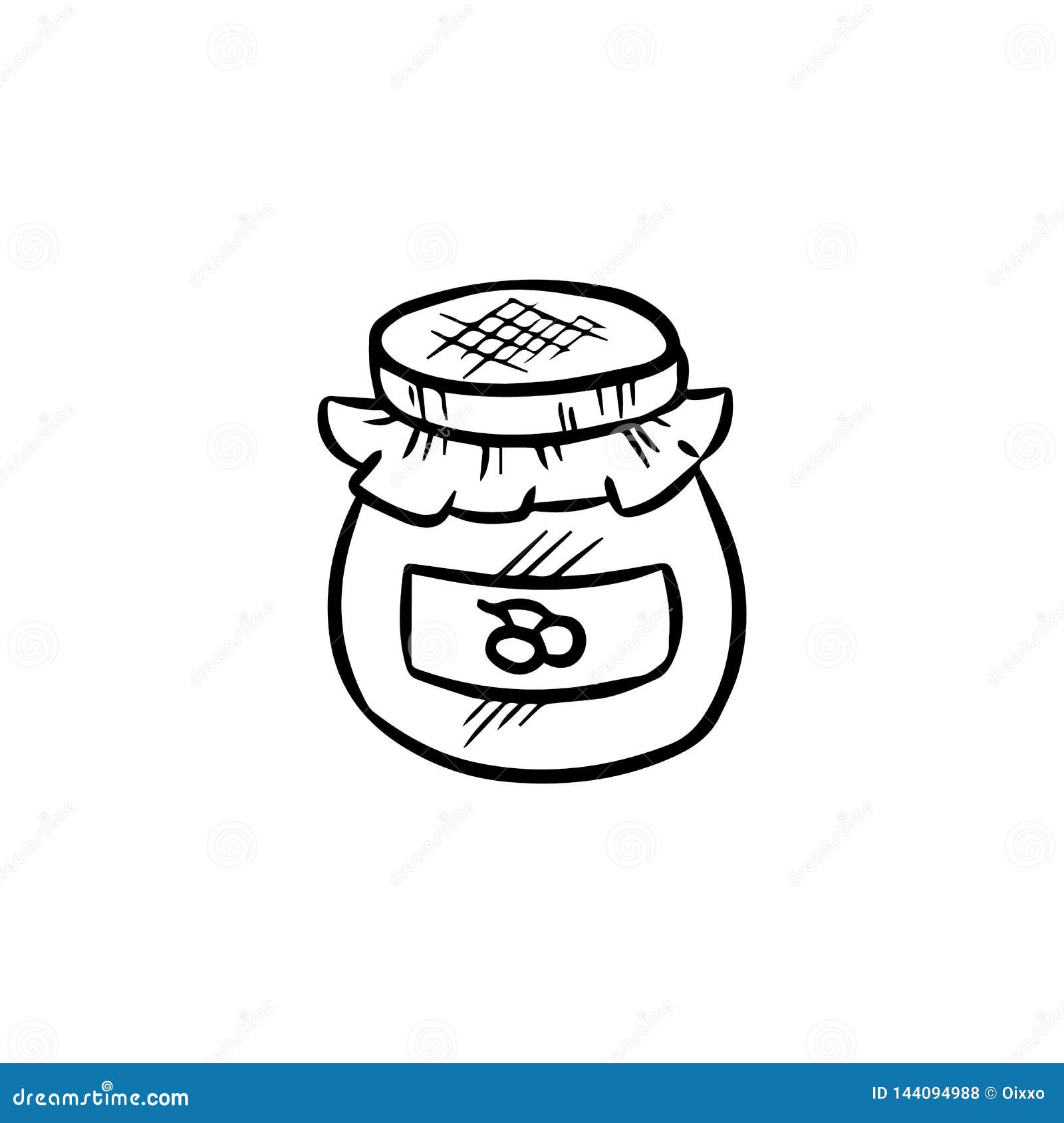 Jam Jar Doodle. Isolated Hand Drawn Sketch Stock Vector Illustration