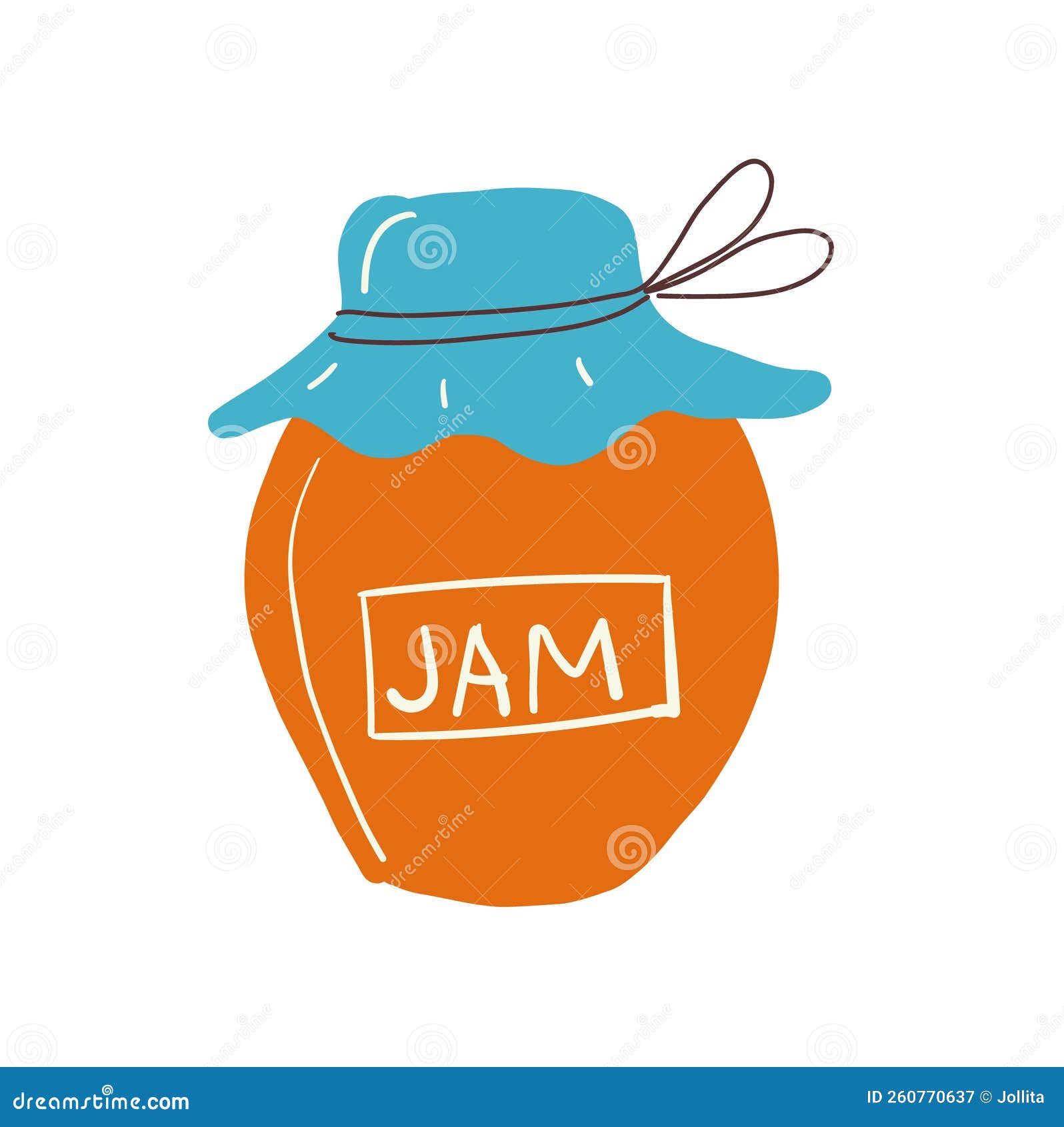 Jam in a Jar, Isolated on White. Vector Doodle Illustration Stock
