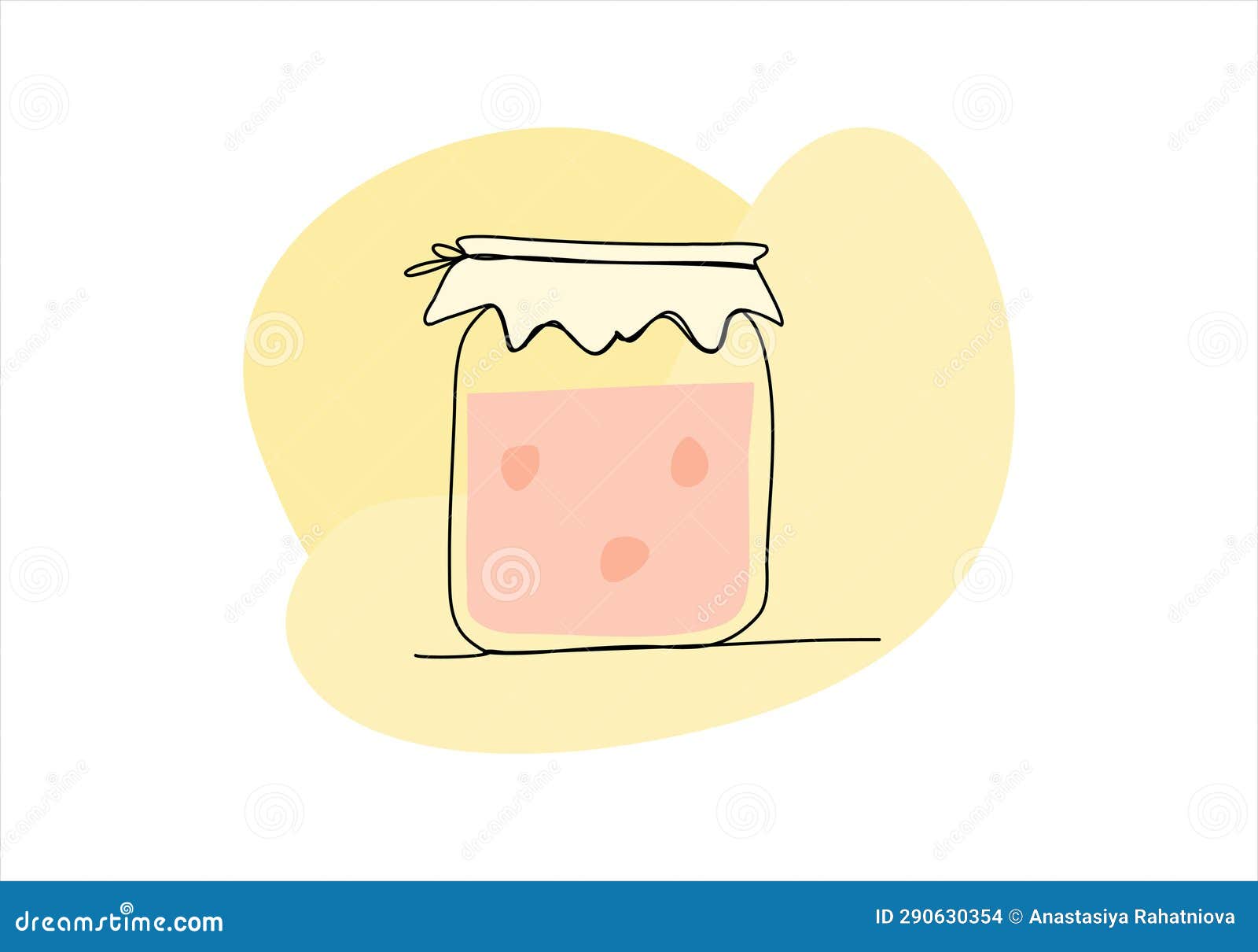 Jam Jar Line Drawing Colored with Pastel Colors. Vector Illustration
