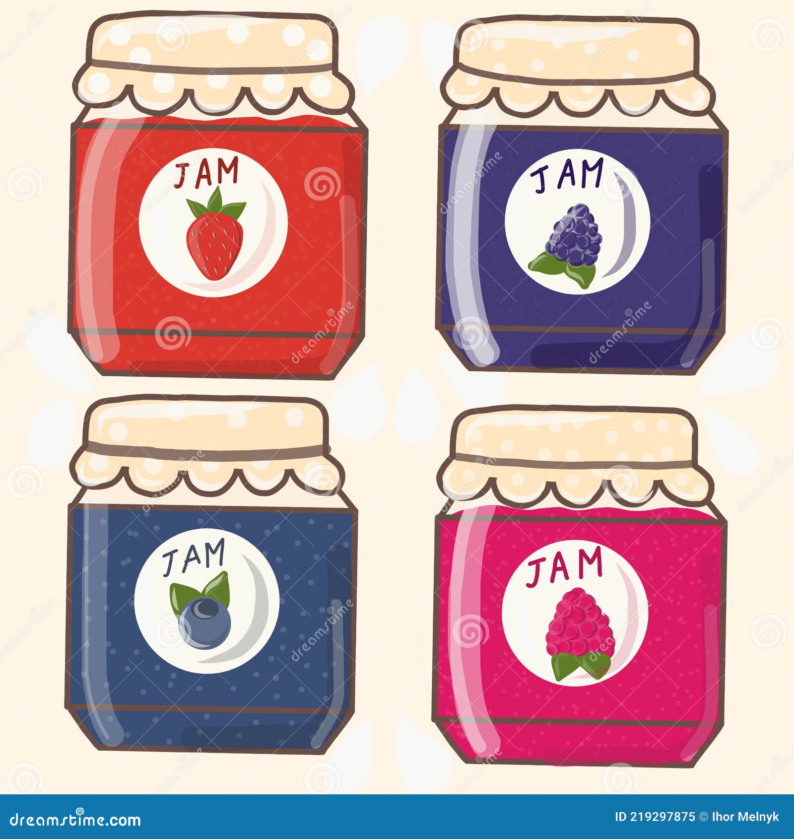 Jam Jars Set stock vector. Illustration of glass, ripe 219297875