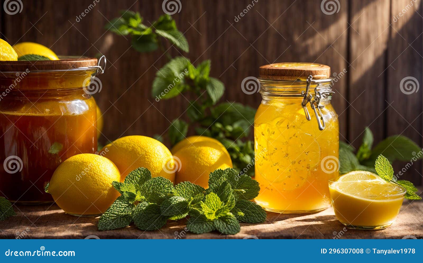 Jam with Lemon and Mint on the Table Traditional Kitchen Preserve Sweet ...