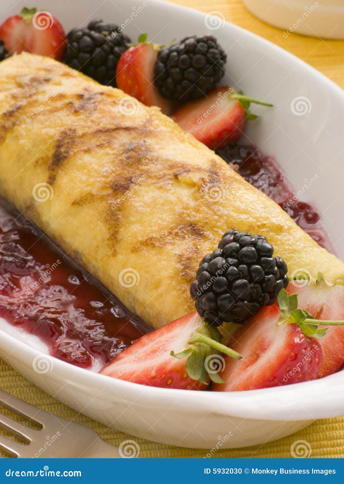 Jam Omelette with Berries stock photo. Image of dessert 5932030