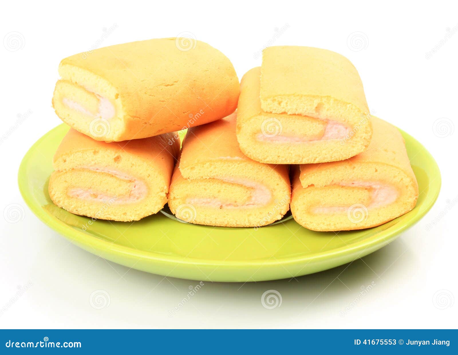 Jam roll cakes stock image. Image of icing, milk, cake 41675553