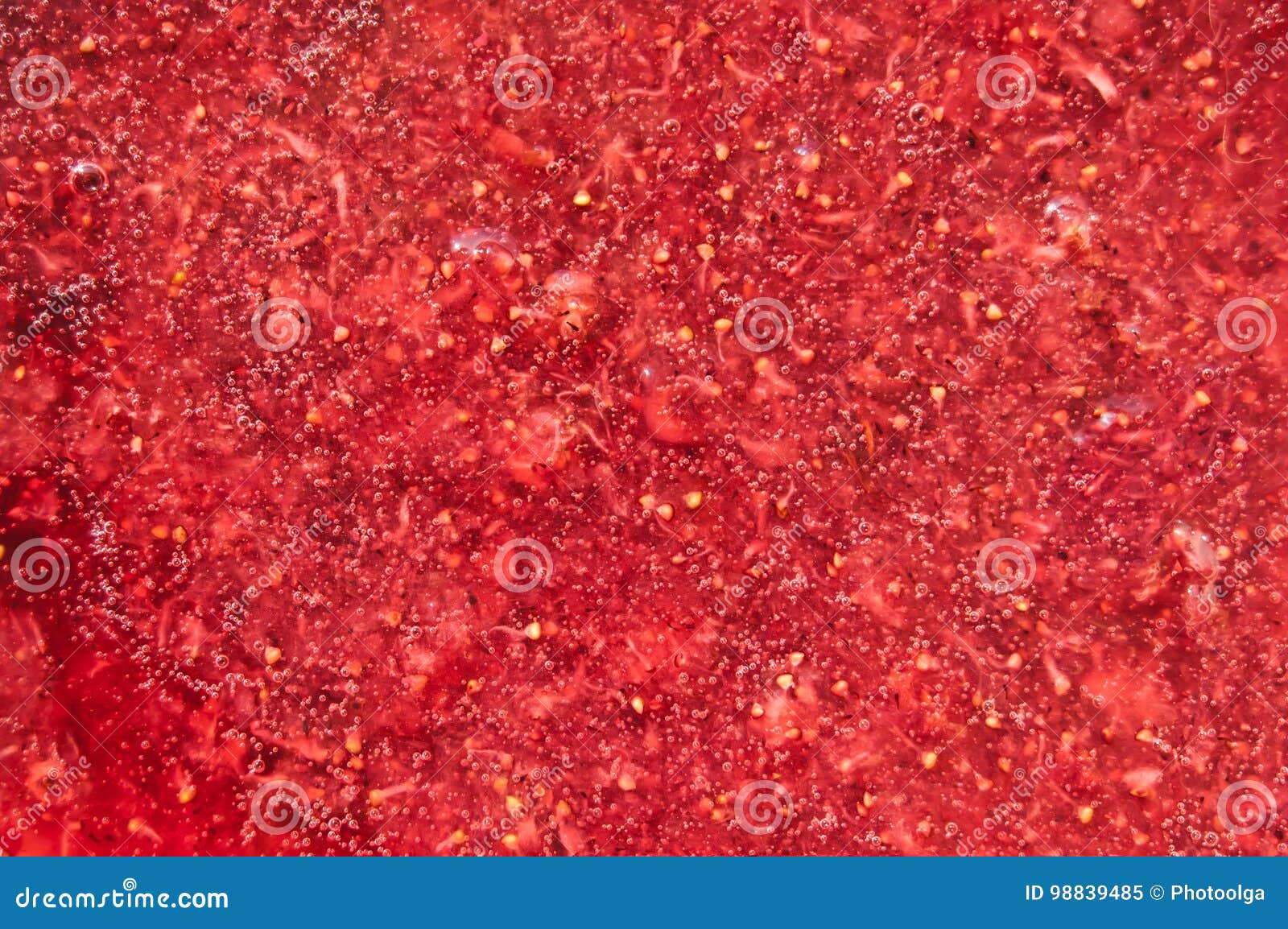 Jam Texture. Wild Strawberries and Sugar. Crushed Strawberries