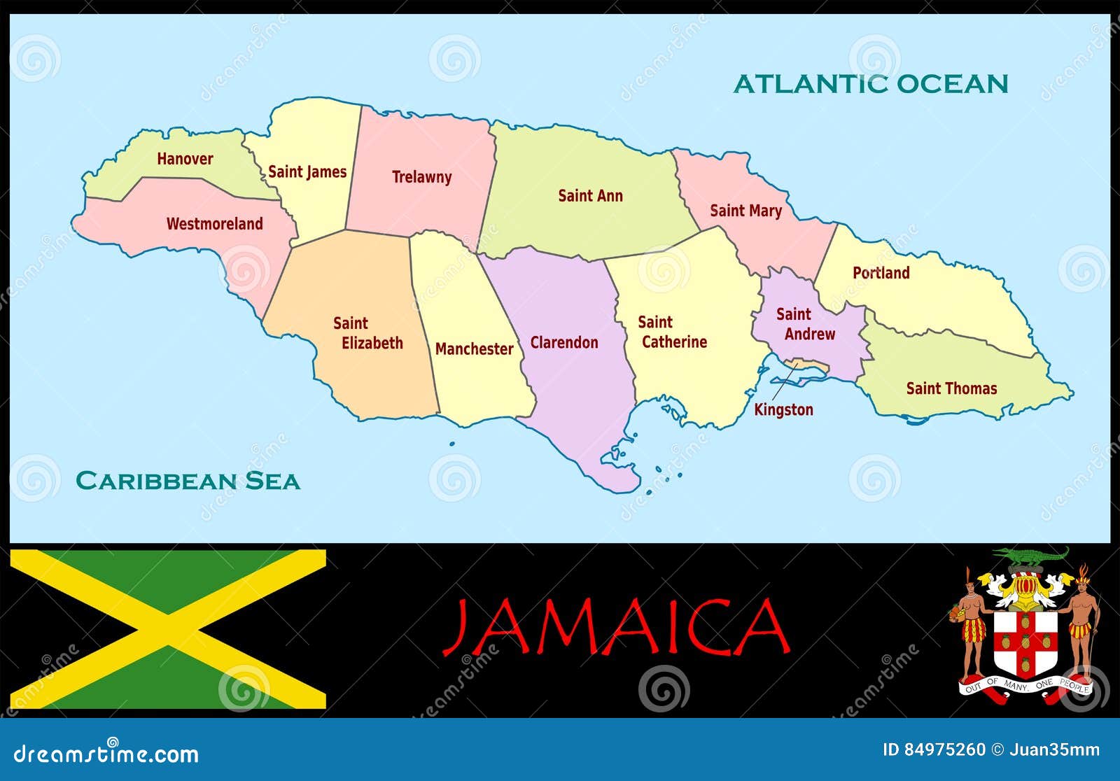 Jamaica Administrative Divisions Stock Illustration Illustration of