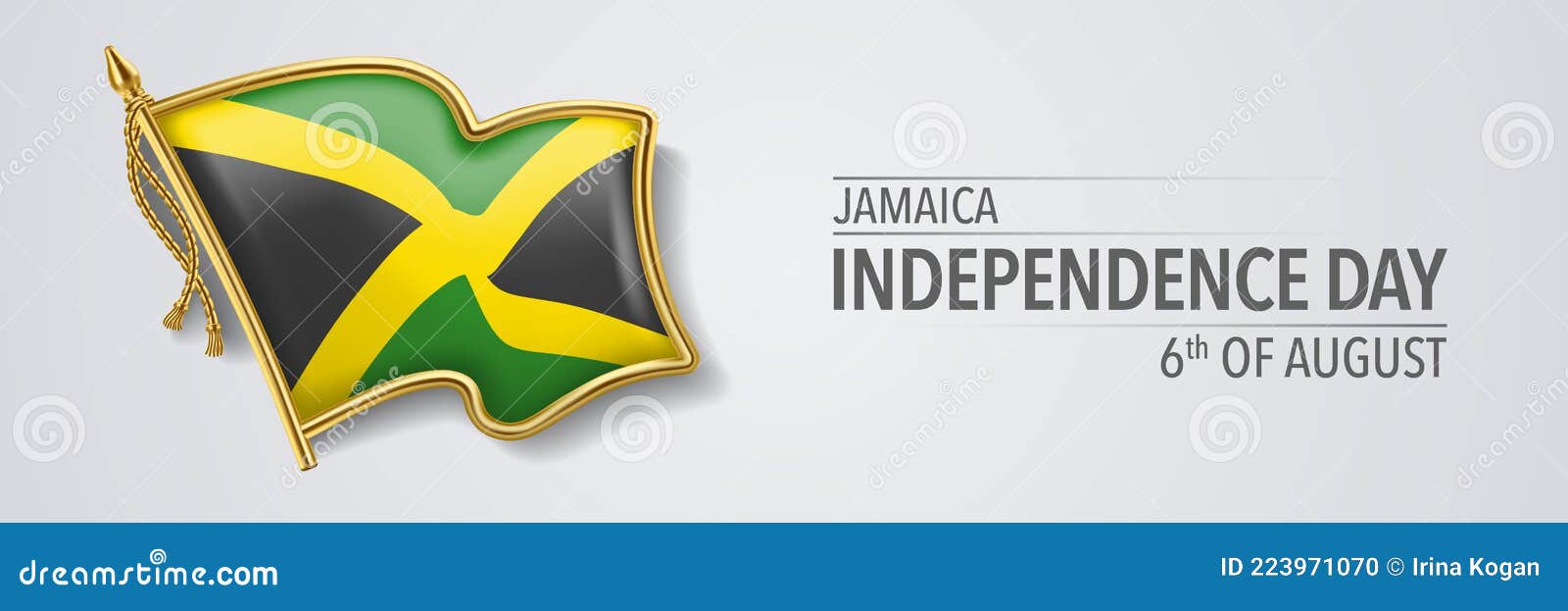 Jamaica Happy Independence Day Greeting Card, Banner with Template Text