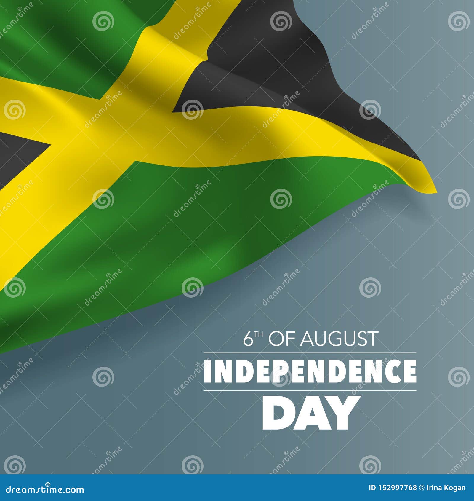 Jamaica Happy Independence Day Greeting Card, Banner, Vector