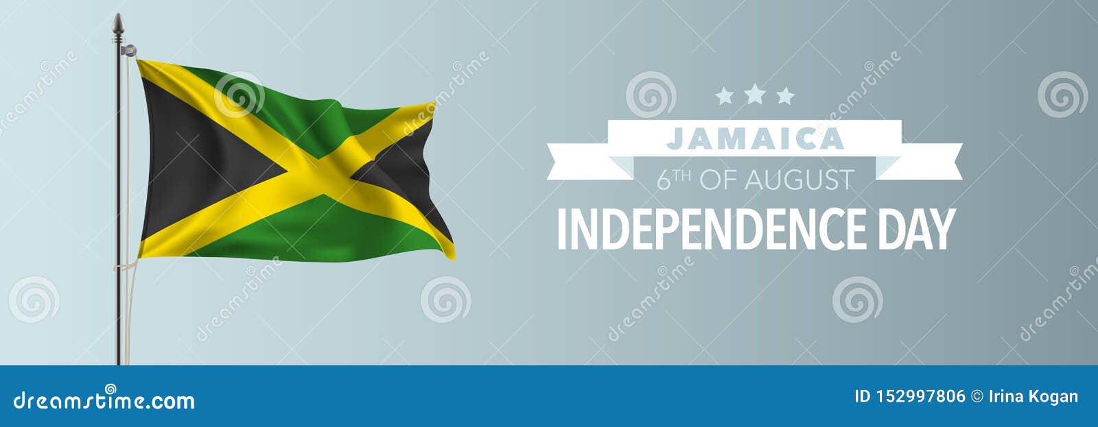 Jamaica Happy Independence Day Greeting Card, Banner Vector