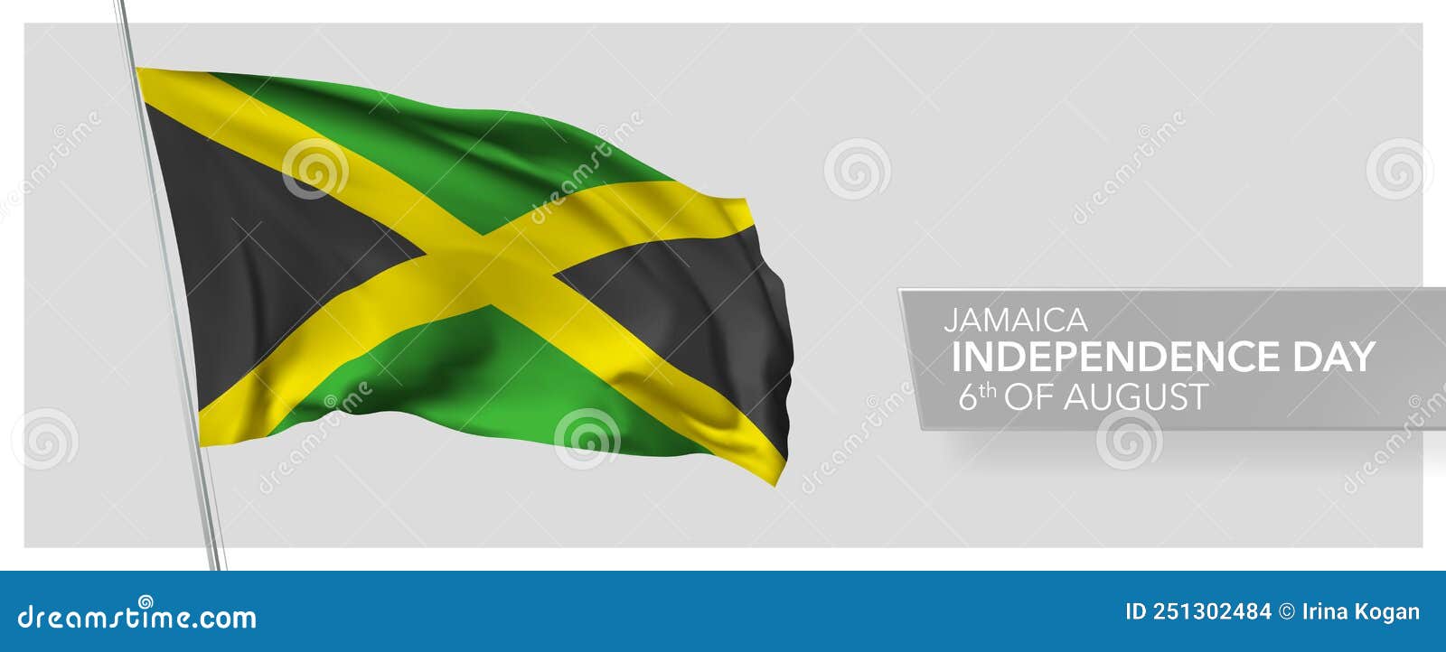 Jamaica Happy Independence Day Greeting Card, Banner Vector