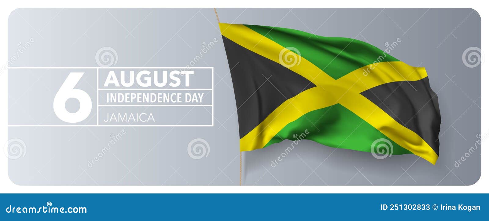 Jamaica Happy Independence Day Greeting Card, Banner Vector
