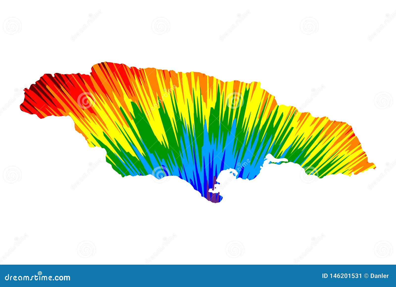 Jamaica Map is Designed Rainbow Abstract Colorful Pattern Stock
